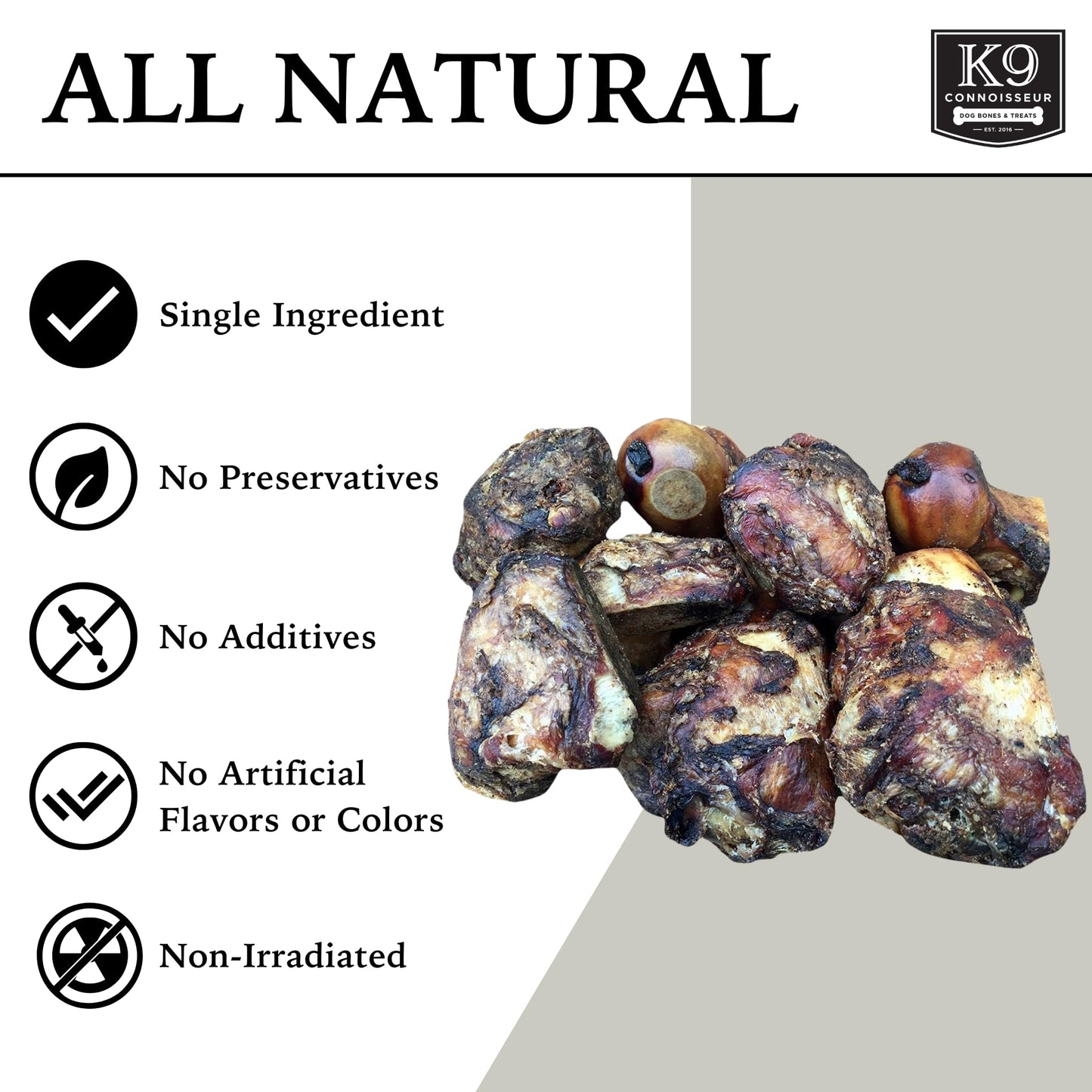 K9 Connoisseur Dog Bones Made in USA for Large Breed Aggressive Chewers All Natural Long Lasting Meaty Mammoth Marrow Filled Bone Chew Treat Best for Dogs Over 50 Pounds (8 Pack)