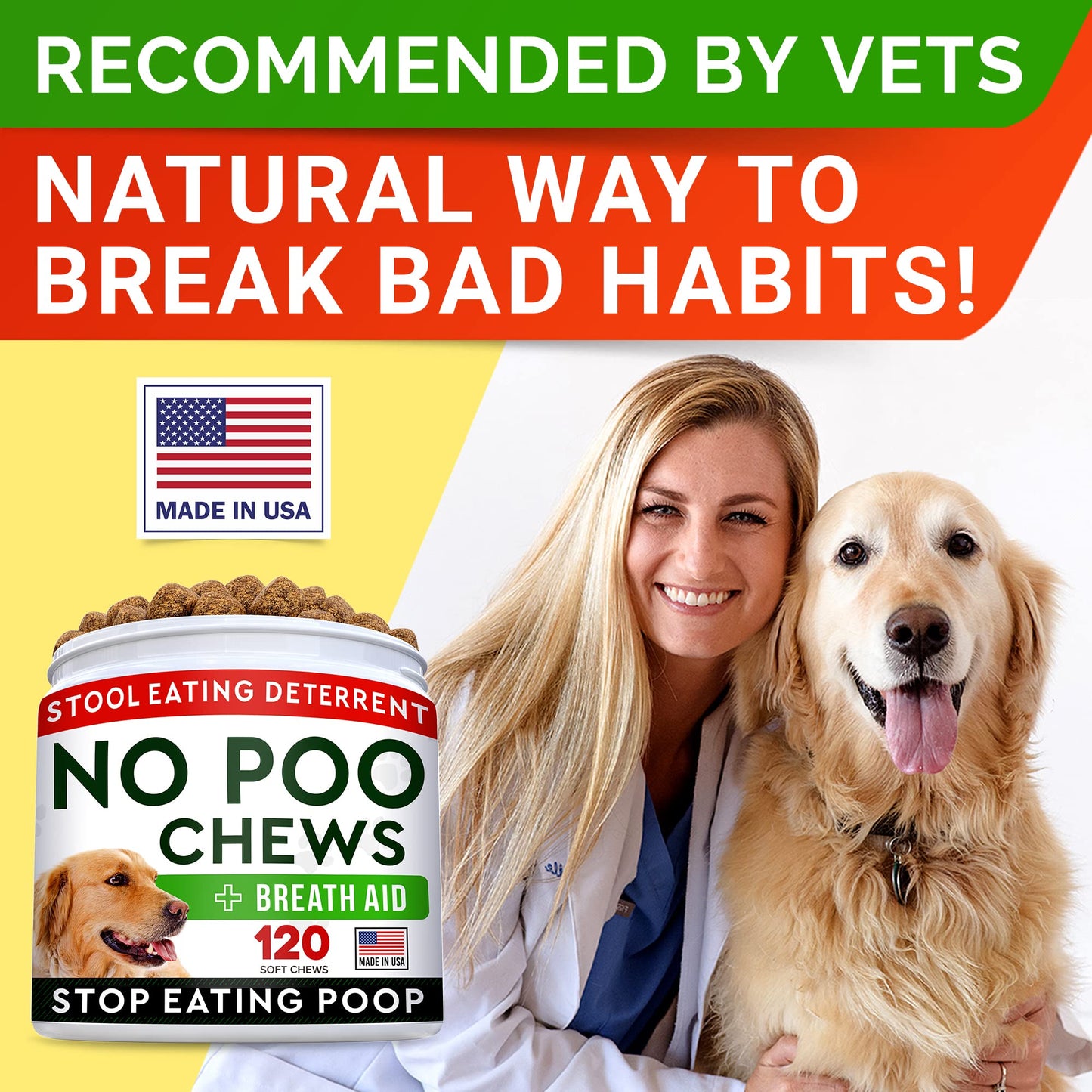 STRELLALAB No Poo Treats - No Poop Eating for Dogs - Coprophagia Stool Eating Deterrent - Digestive Enzymes - Gut Health & Immune Support - Stop Eating Poop - 120ct