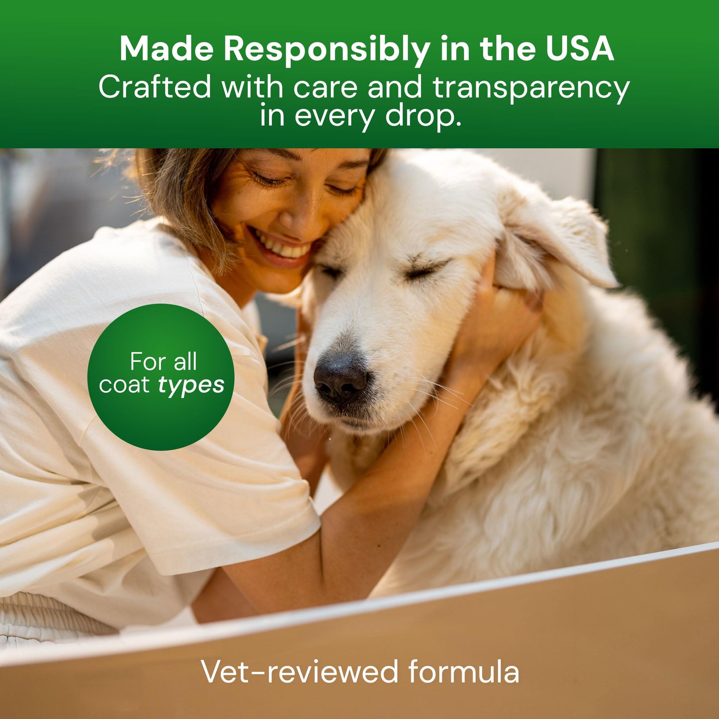 Green Coat Nourishing 2 in 1 Dog Shampoo and Conditioner– Natural Shine Formula with Caviar, Aloe & Bergamot for Sensitive Skin, Moisturizes & Protects, 16oz Bottle, Made in USA