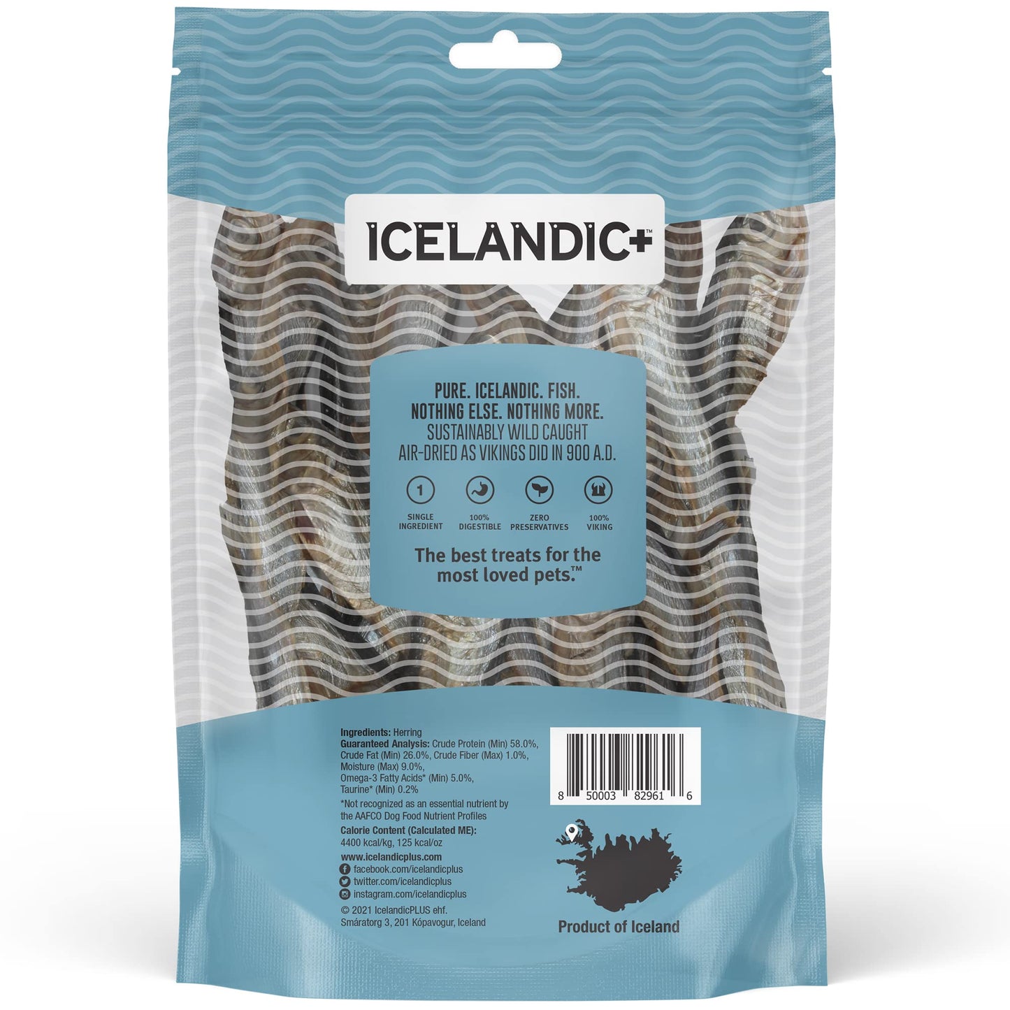 Icelandic+ Whole Fish Herring - 3oz Bag - Dog Treats, Pure Wild-Caught & Air-Dried, Single Ingredient Snack, Pet Chew, Just The Fish Nothing Else