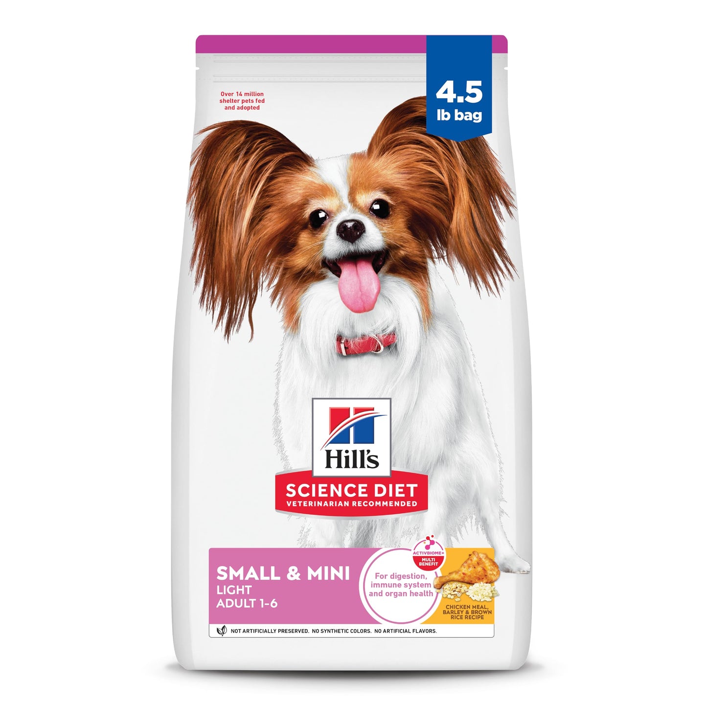 Hill's Science Diet Light , Adult 1-6, Small & Mini Breeds Weight Management Support, Dry Dog Food, Chicken & Barley, 4.5 lb Bag
