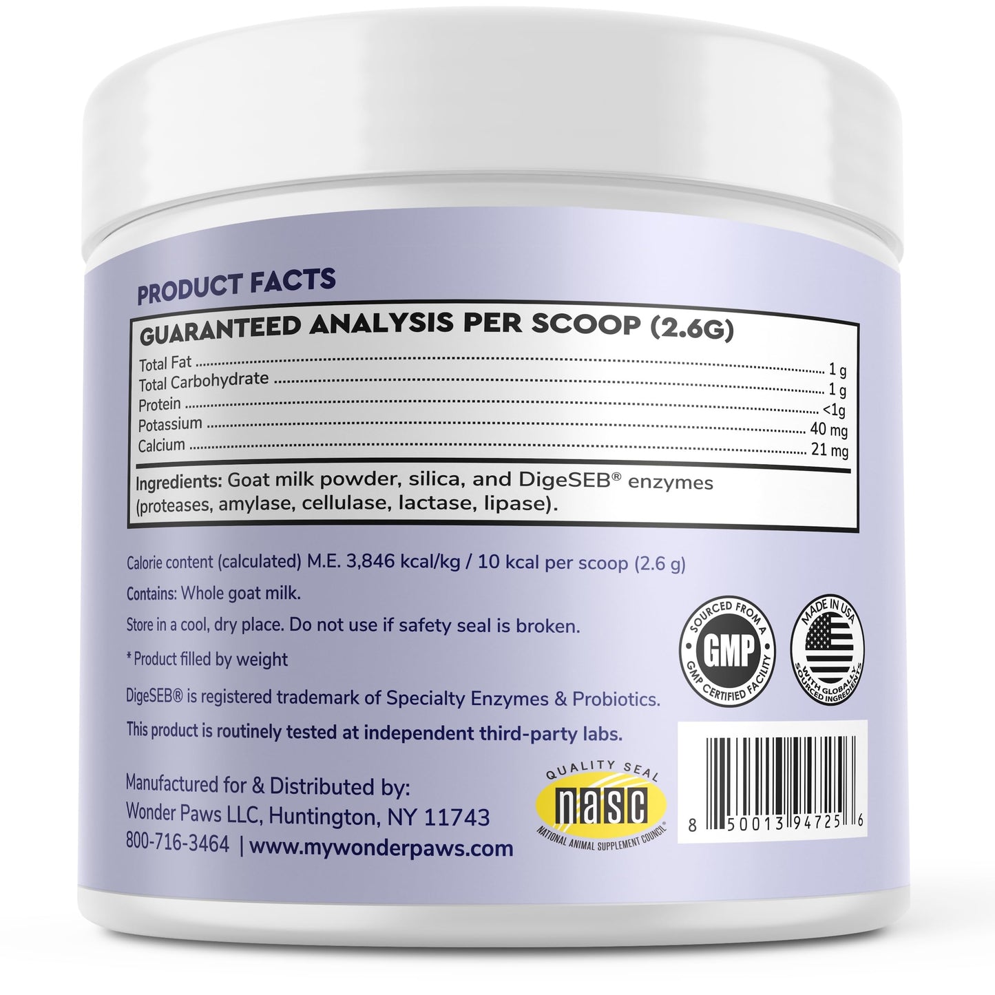 Wonder Paws Premium Goat Milk Powder for Dogs – Supports Digestion, Immune Health & Allergies – Goat’s Milk with Probiotics for All Ages, Sizes & Breeds – 8.25 oz