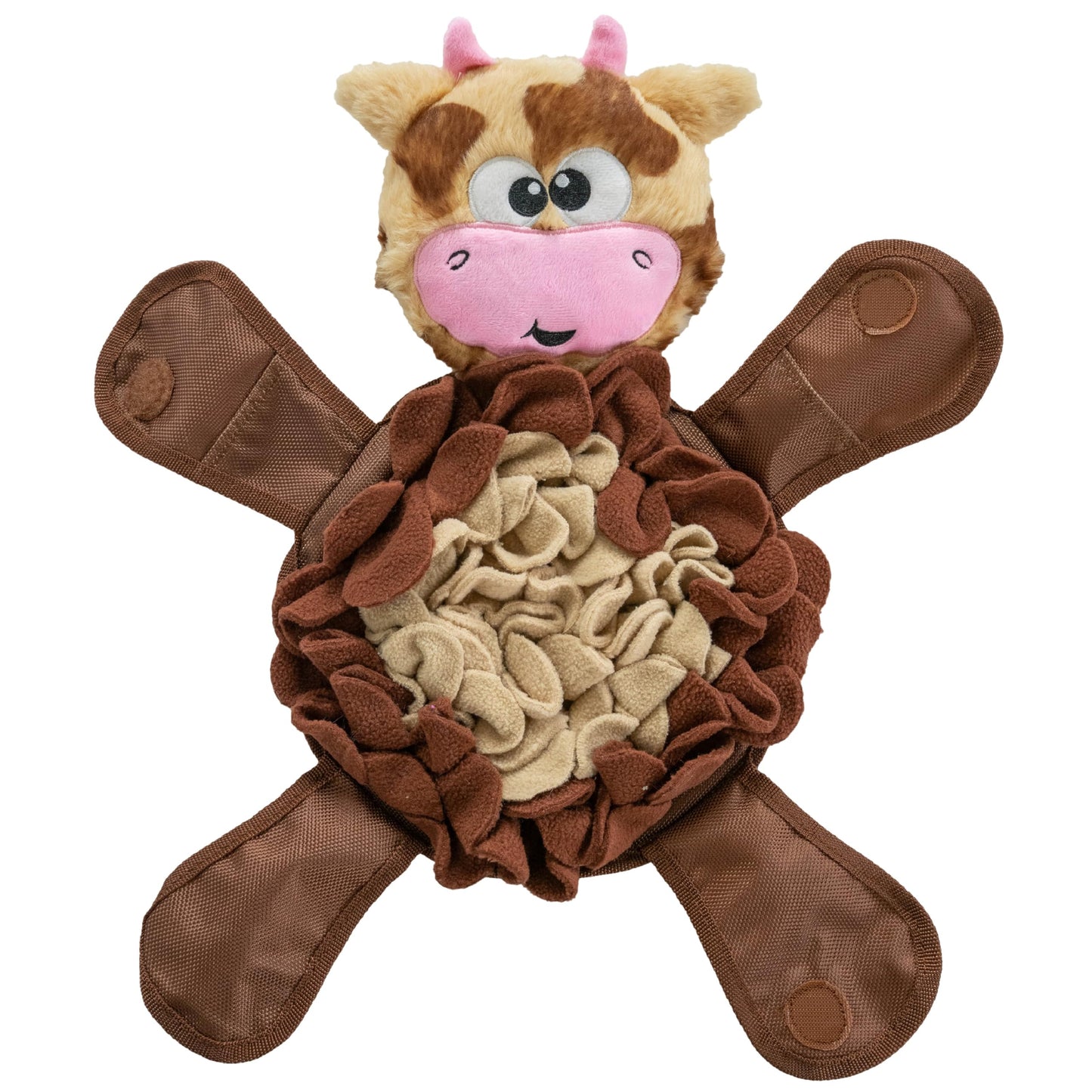 Outward Hound by Nina Ottosson Snuffle Palz Plush Snuffle Mat Dog Treat Puzzle, Non-Slip, Brown, Cow, Large