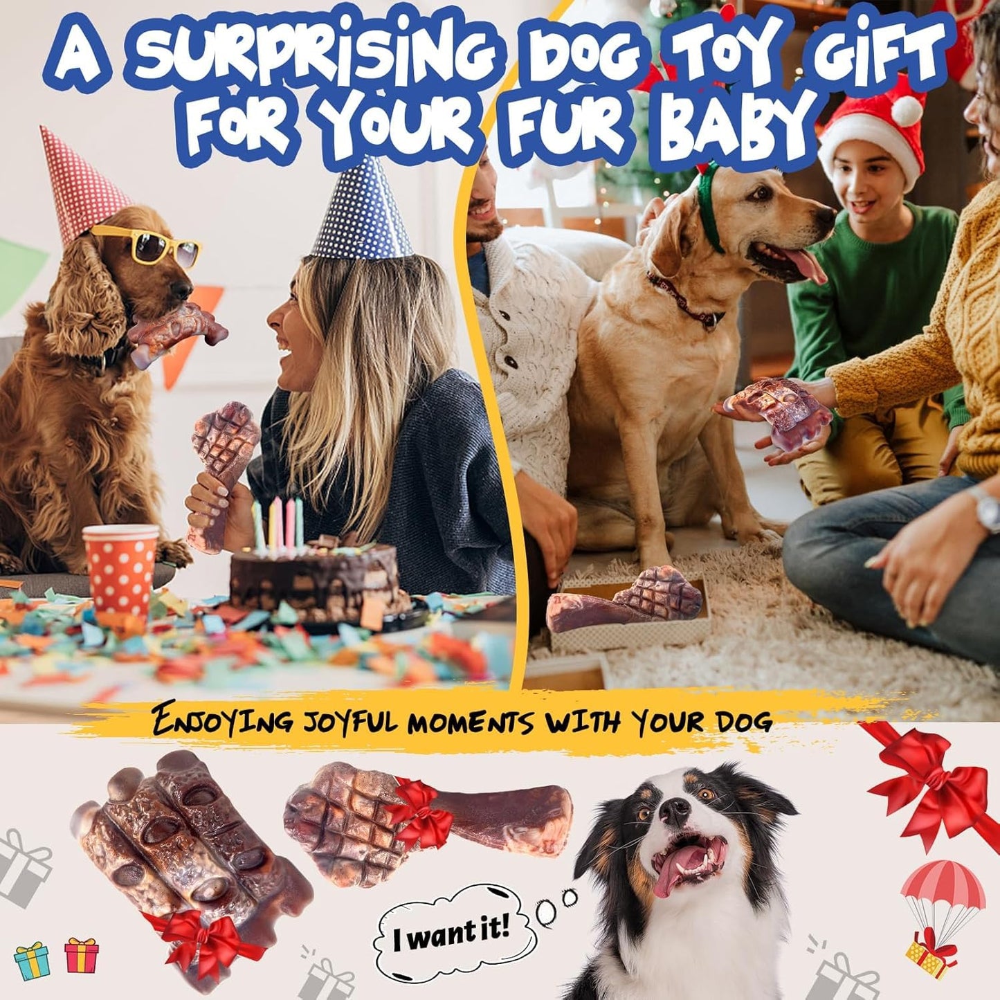 Fuufome Dog Chew Toys for Aggressive Chewers：2 Pack Indestructible Dog Toy for Large Breed- Tough Nylon Teething Bone Toy to Keep Them Busy