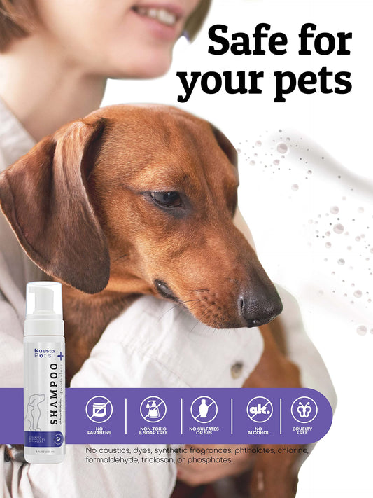 Nuesta Pets Waterless No-Rinse Pet Shampoo | Soothing Hypoallergenic Gentle | time-Saving Stress-Free foaming Cleanser (3 8 fl oz Bottles Lavender)