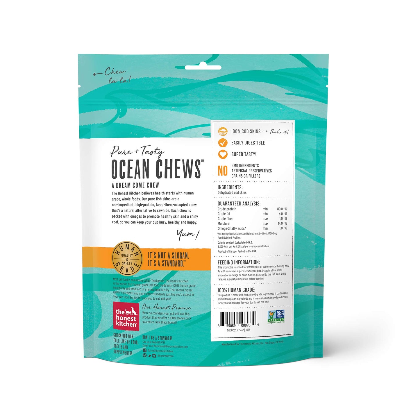 The Honest Kitchen Ocean Chews™ Crispy Cod Fish Skins Dog Treats, 2.75 oz (Beams™)