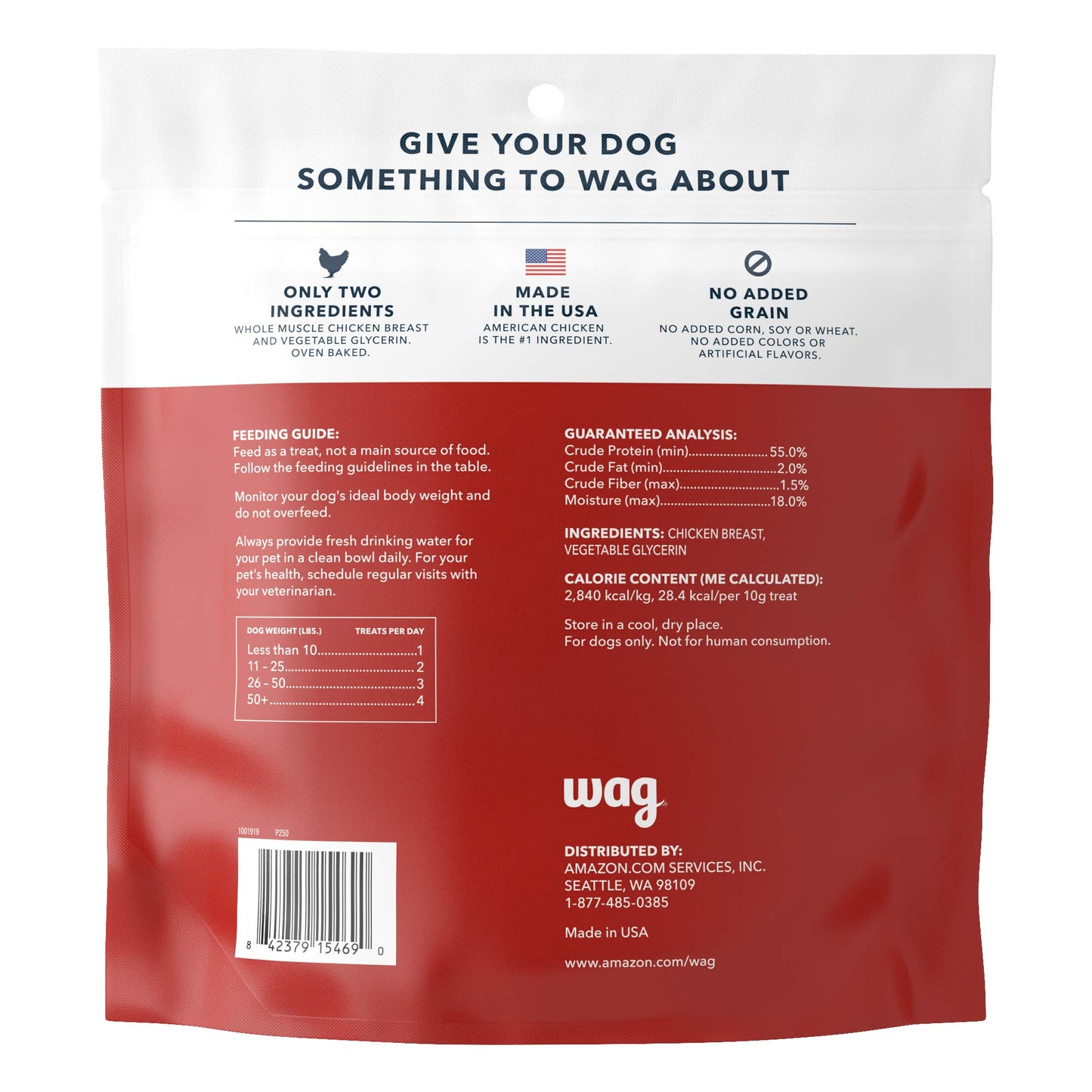 Amazon Brand – Wag Chewy Whole Muscle American Jerky Dog Treats – Chicken