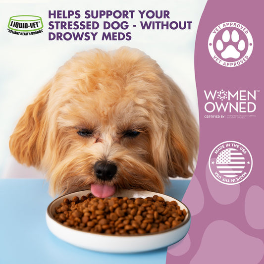LIQUID-VET Premium Calming Dog Supplements - All Dog Essentials with Chamomile for Skin & Coat Support - Ideal for Large Breeds, Puppies, and Overall Wellness