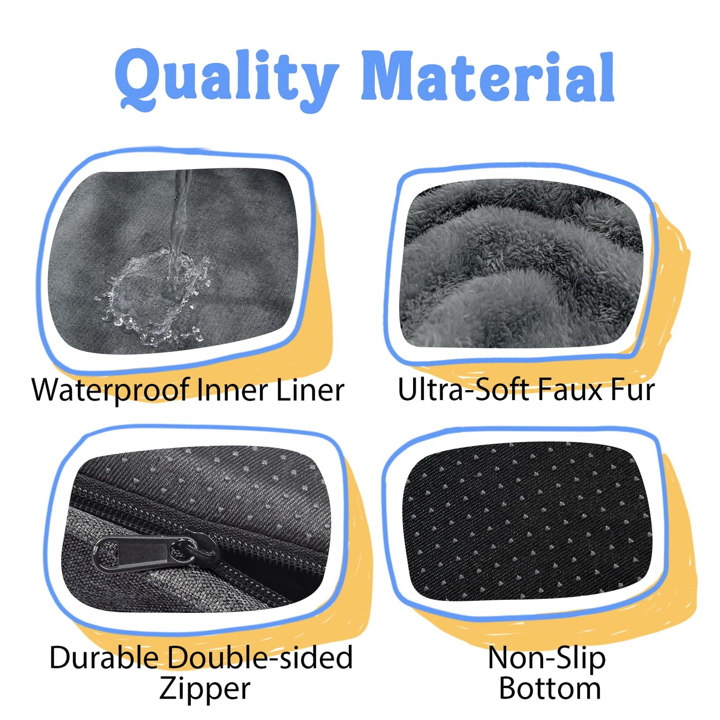 Washable Orthopedic Large Dog Bed - Removable Orthopedic Foam Dogs Beds with Bolsters Waterproof Large Dog Bed and Non-Slip Bottom Extra Large Dogs Beds Sofa