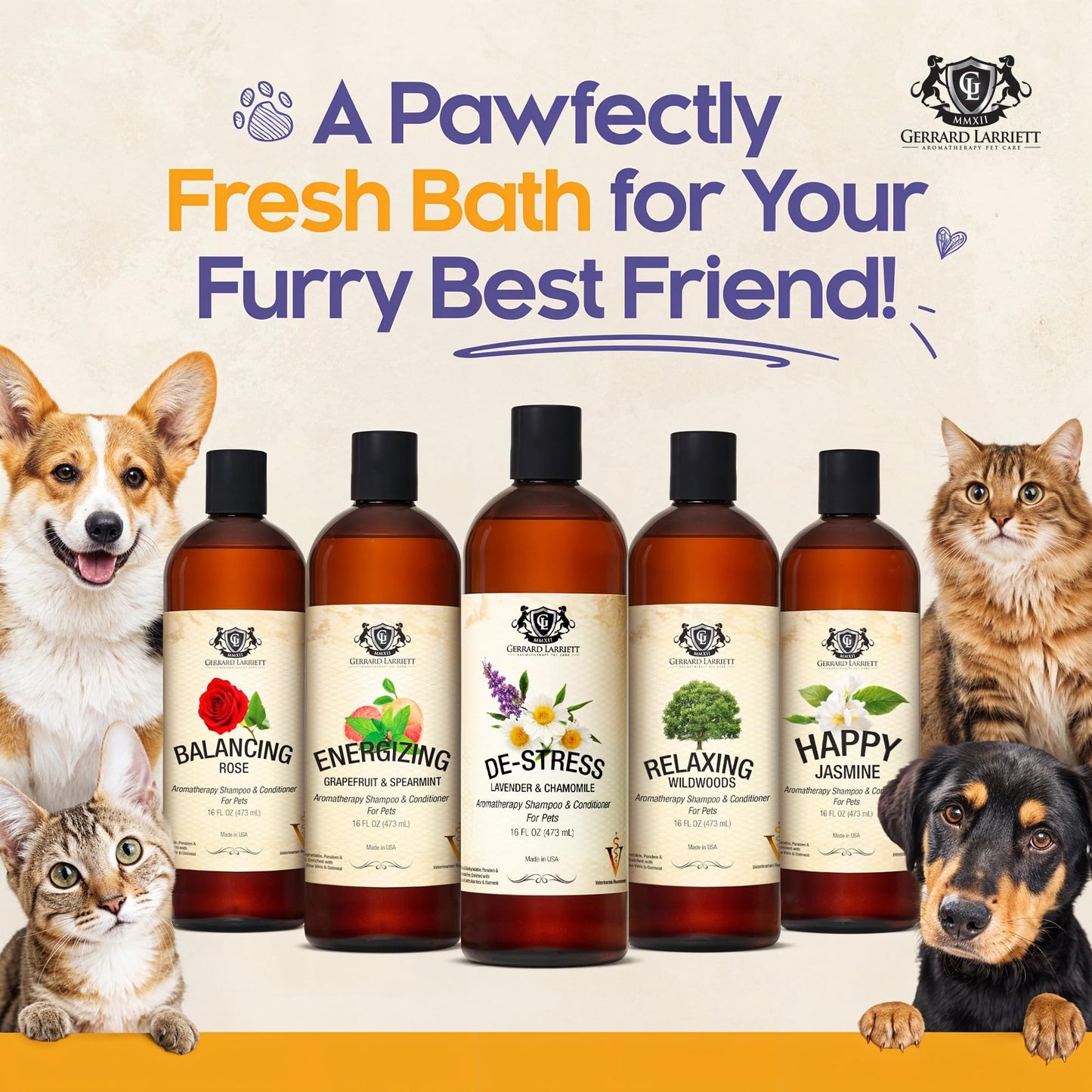 Dog Shampoo and Conditioner De-Stress Lavender & Chamomile 16 Fl Oz Dog Shampoo Itchy Skin Relief Hypoallergenic Aromatherapy Dog Shampoo for Smelly Dogs with Aloe Vera & Oatmeal by Gerrard Larriett
