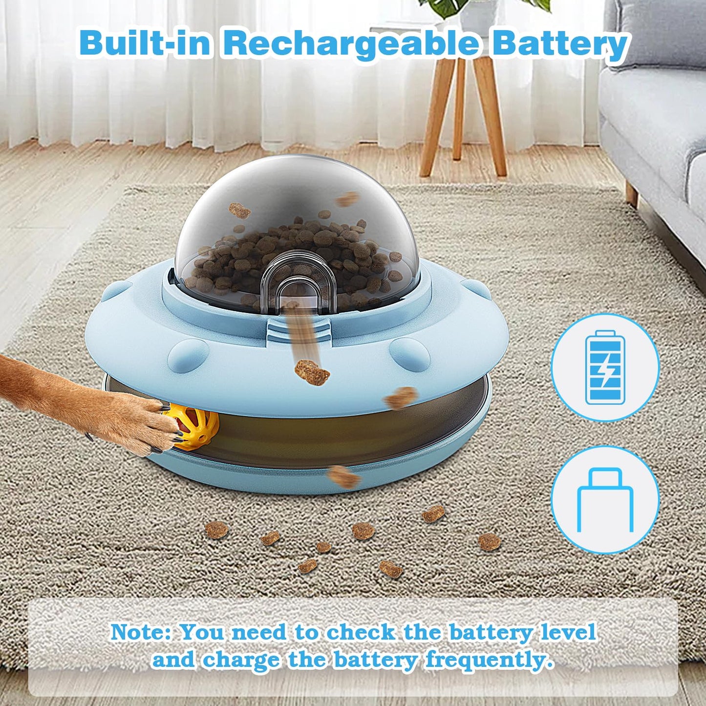 Dog and Cat Interactive Treat Toy, Pets Food Puzzle Toy with Bell Ball, Suitable for Puppies and Kittens