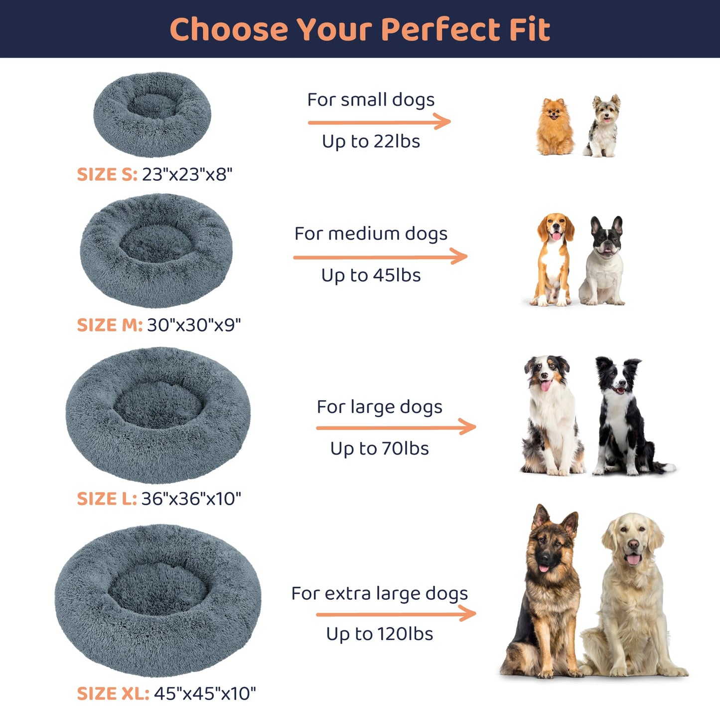 Petloox Clearance Round Dog Bed - Premium Comfort for Anxiety Relief - Fluffy & Calming Design with Ultra-Plush Support | Cozy Dog Bed with Super Soft Circle Style