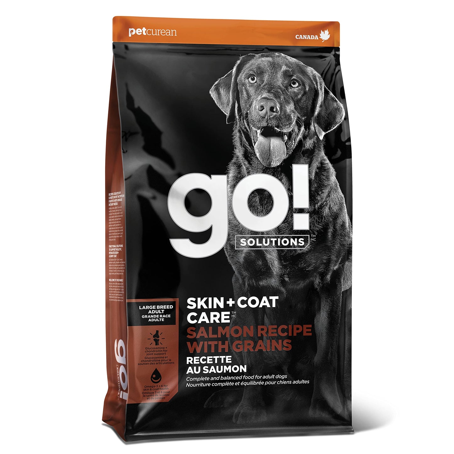 Go! Solutions Skin + Coat Care, Dry Dog Food, Large Breed Adult Salmon Recipe with Grains, 25 lb Bag