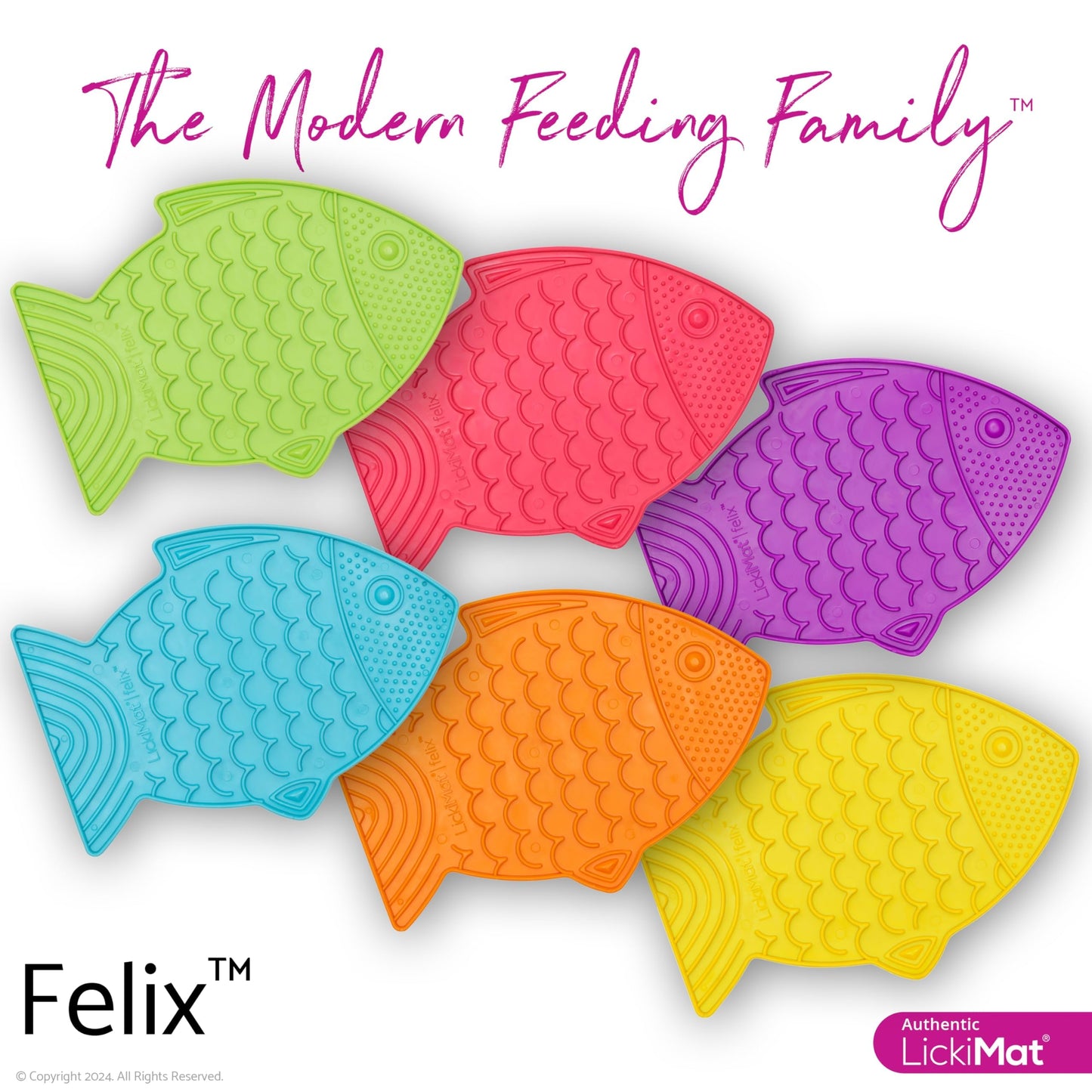 LickiMat Felix, Fish-Shaped Cat Slow Feeders Lick Mat, Boredom Anxiety Reducer; Perfect for Food, Treats, Yogurt, or Peanut Butter. Fun Alternative to a Slow Feed Cat Bowl or Dish, Orange