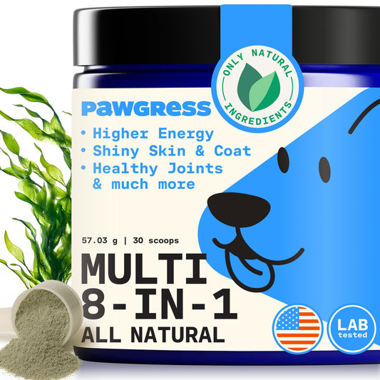 Pawgress 8-in-1 Dog Multivitamin – 100% Natural Supplement Powder with Colostrum for Healthy Skin, Joints & Energy – Crafted by Dog Nutritionist Kayla Kowalski, Made in USA – 30 Scoops