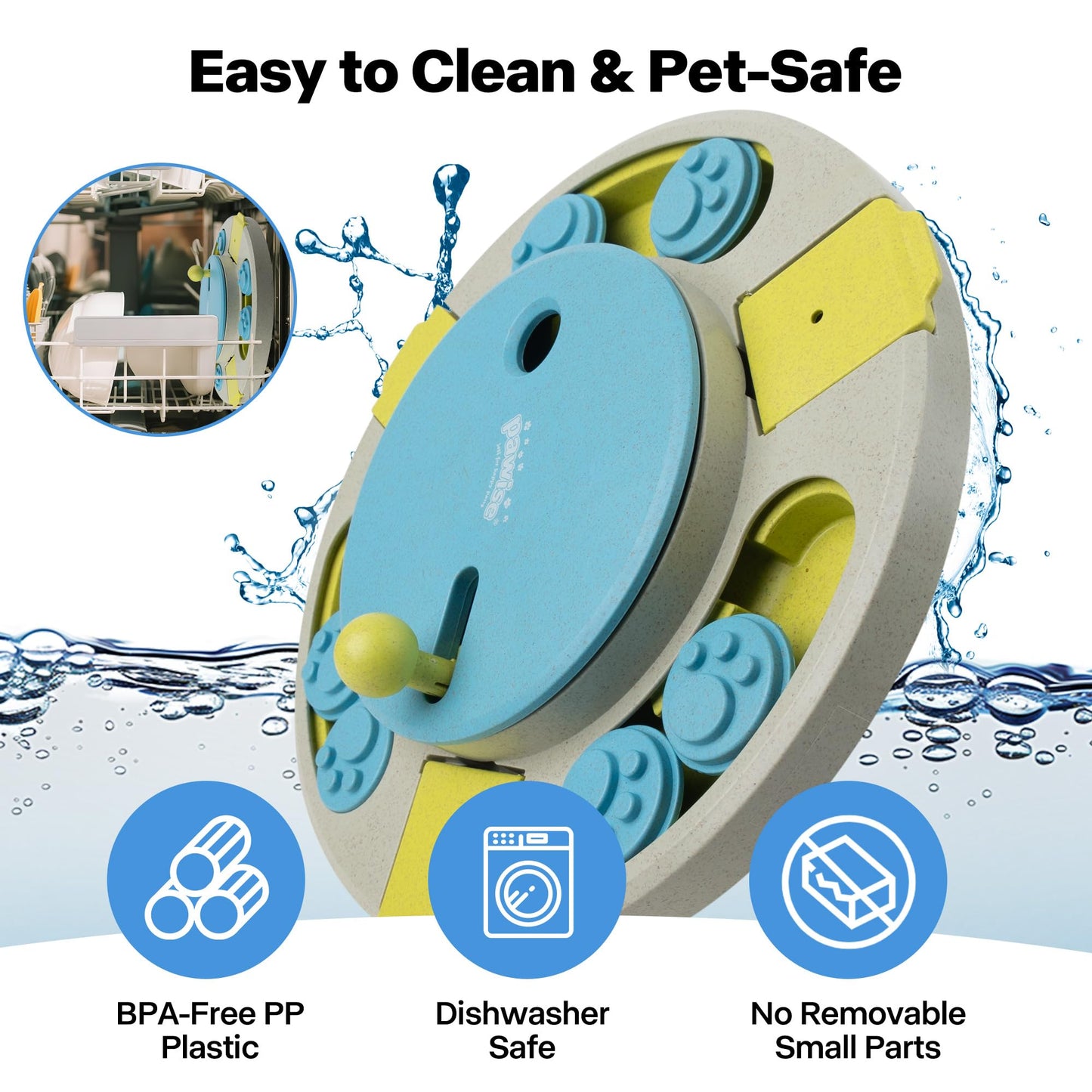 PAWISE Dog Puzzle Feeder Toy,Fun Slow Feeder 3 Levels, Pup Food Treat Dispenser for IQ Training & Mental Enrichment, Interactive Gift for Smart Dogs,Ideal for Small Dogs (Blue & Gray, Round)