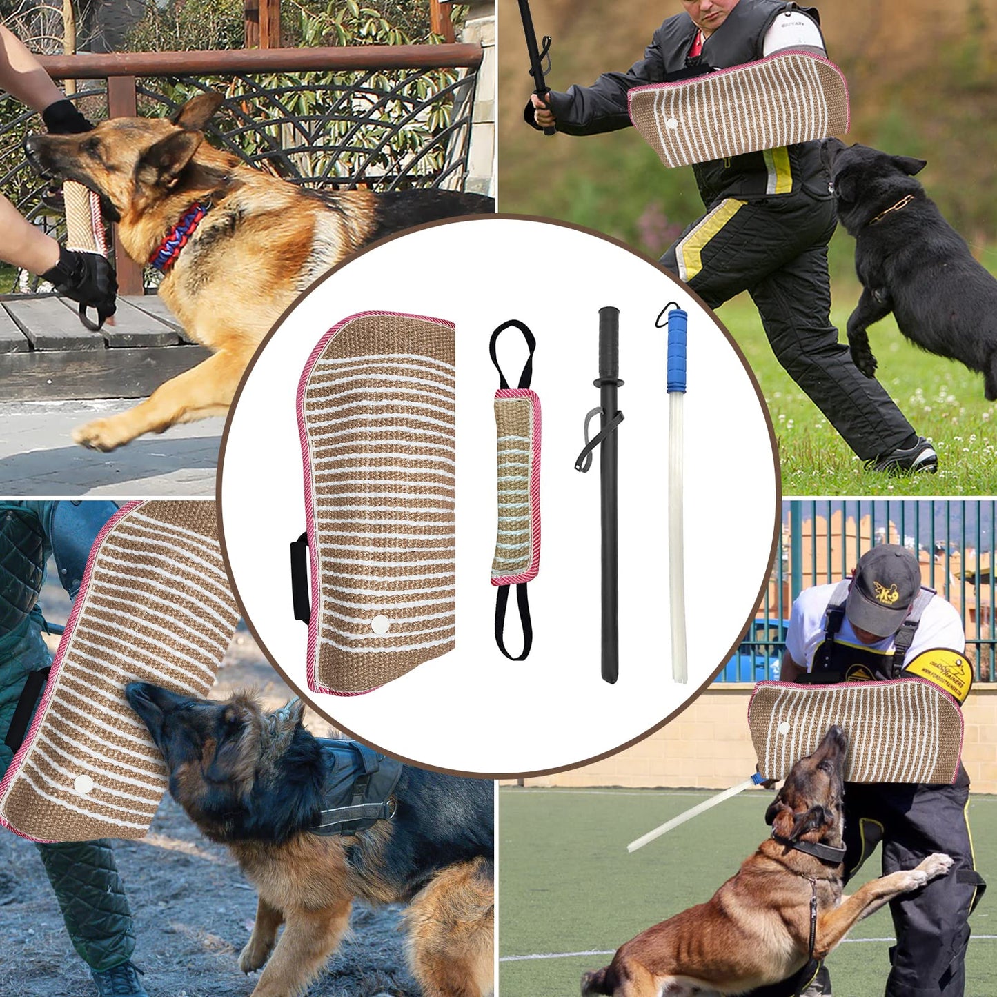 Professional Dog Bite Training Set - Tough Dog Bite Sleeve, Protection for K9, Pitbull, German Shepherd (4 Pack)