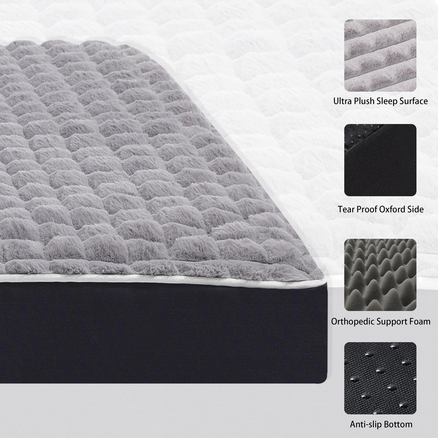 YIZHUOPET Dog Bed, Waterproof Orthopedic Dog Beds for Large/Medium/Small Dogs, Dog Crate Pad with Removable Washable Pet Mat Cover, Non-Slip Bottom (L(36''x27''x3''), Grey Side