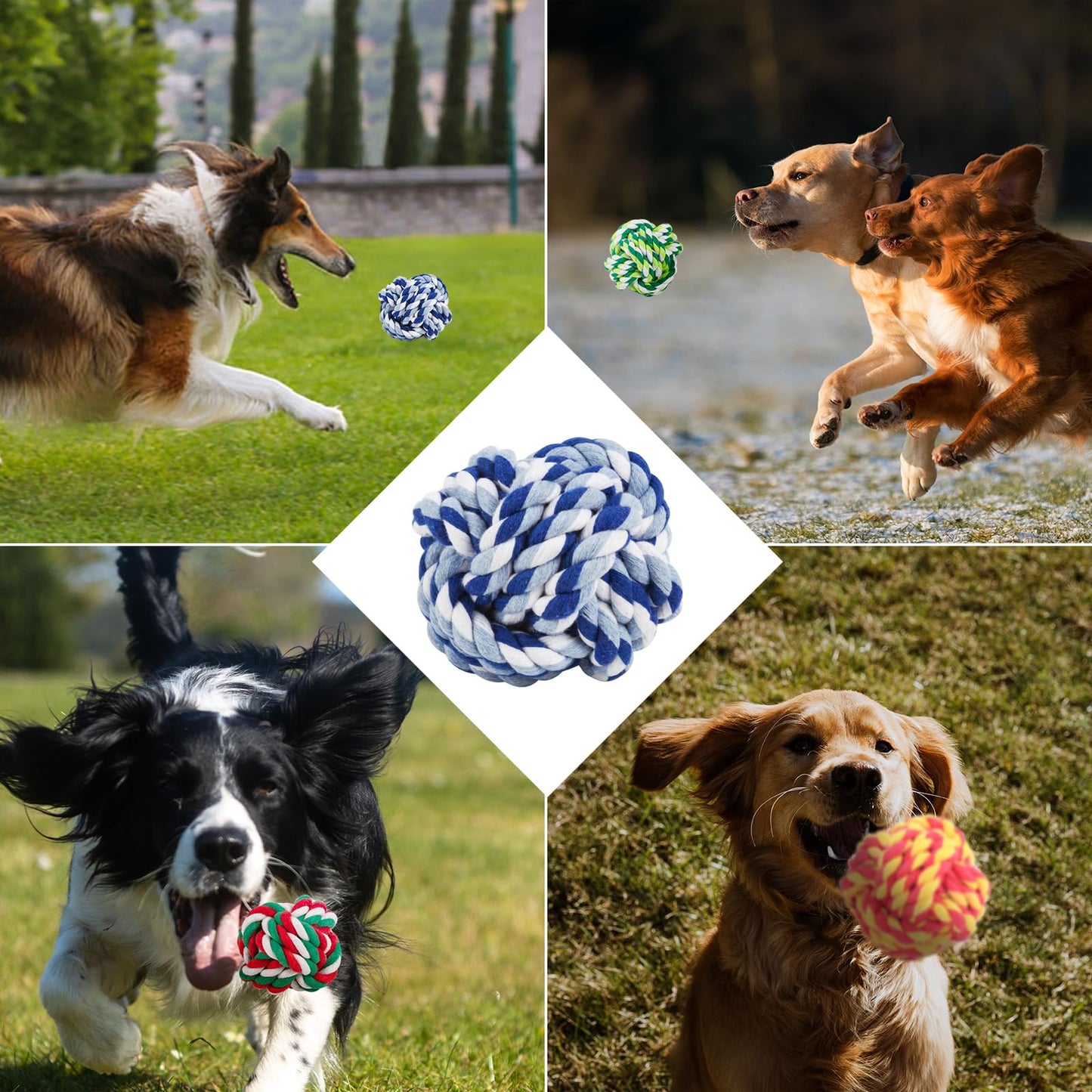 6 Pack Dog Chew Toys for Aggressive Chewers Large Breed, XL Cotton Dog Rope Balls, Indestructible Dog Toys with Tough Twisted for Large Medium Dogs, Dental Teething Ball for Puppy Small Dogs