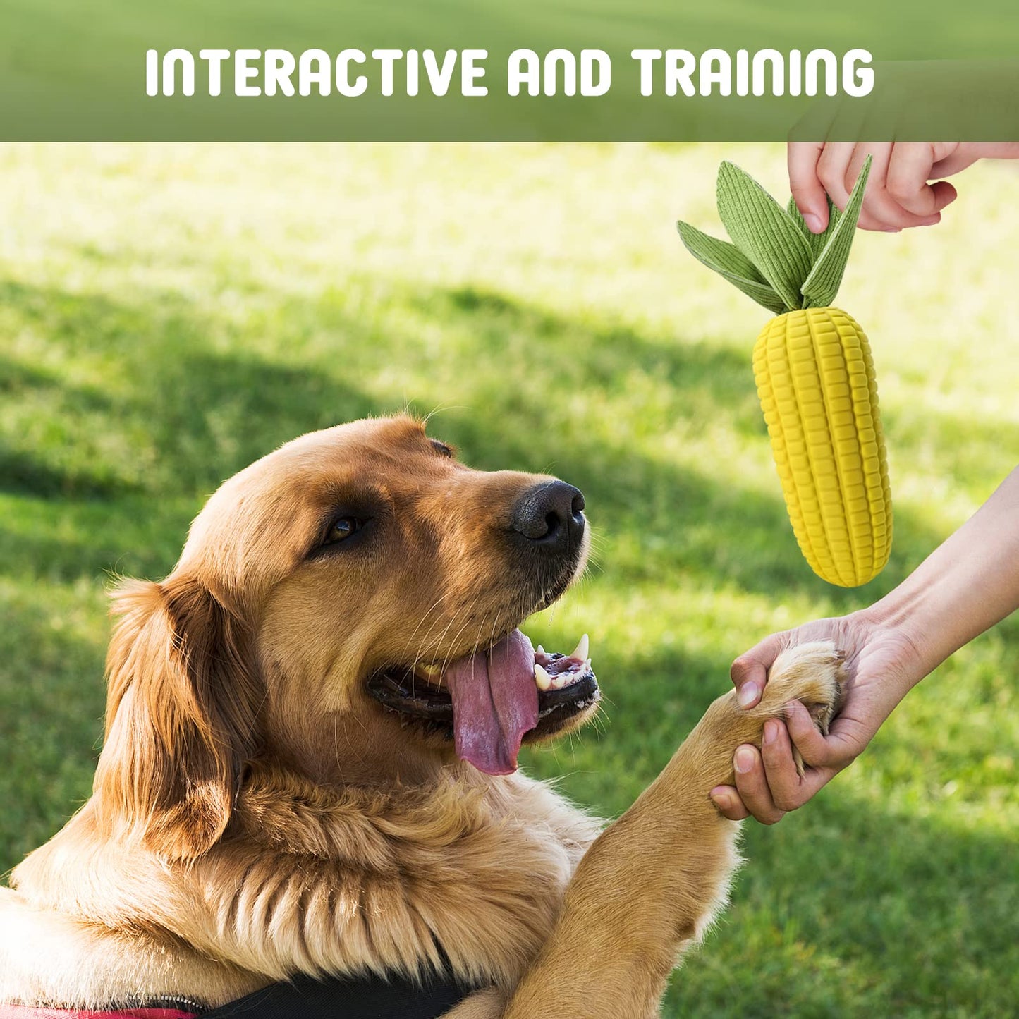 Vekung Dog Toys for Aggressive Chewers, Indestructible Tough Squeaky Corn Chew Toy for Large Medium Small Breed, Interactive Dog Toys to Keep Them Busy
