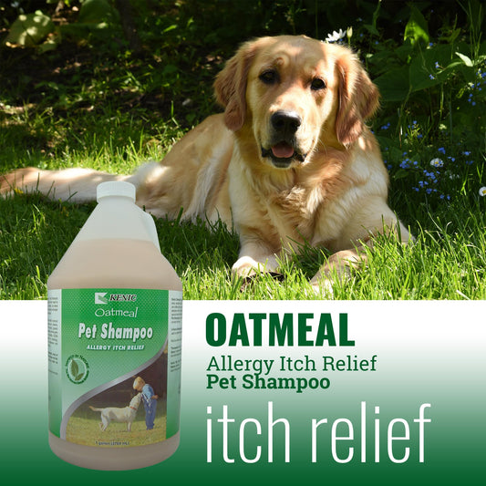 Kenic Oatmeal Anti-Itch Conditioning Pet Shampoo w/Almond Oil for Dogs and Cats, Dry Itchy Skin Relief, Moisturizing & Deodorizing, Soap Free, Safe for Puppies, Made in USA, 1 Gallon
