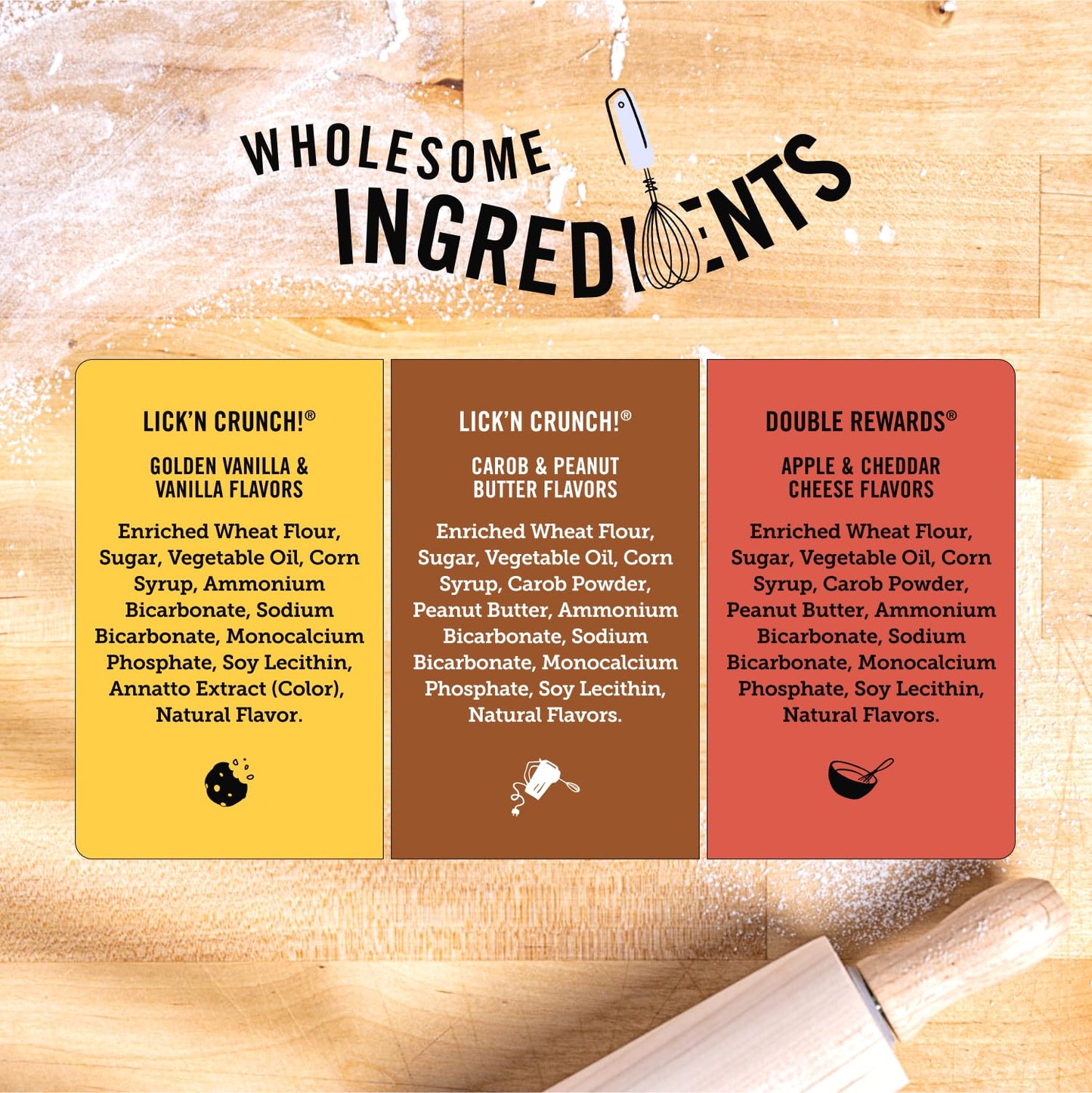 Three Dog Bakery Lick'n Crunch Baked Dog Treats, Carob and Peanut Butter Flavor, 13 Ounce Box, 6-Pack (114059)