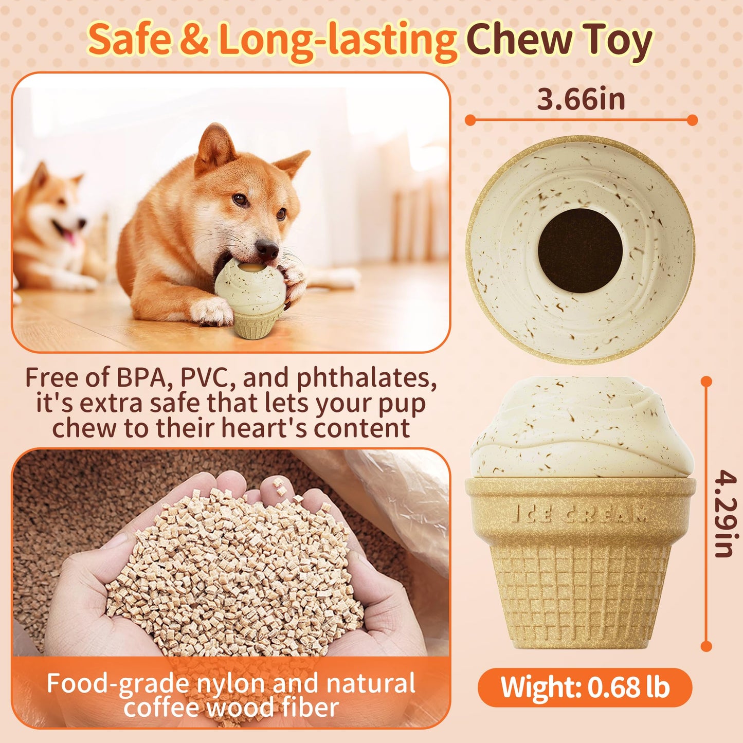 FULUPET Dog Treat Dispenser Toy Interactive, Frozen Treat Toy Reduces Anxiety, Chew Toys for Aggressive Chewers, Birthday Enrichment Toy, Dog Treat Toys to Keep Them Busy for All Breeds