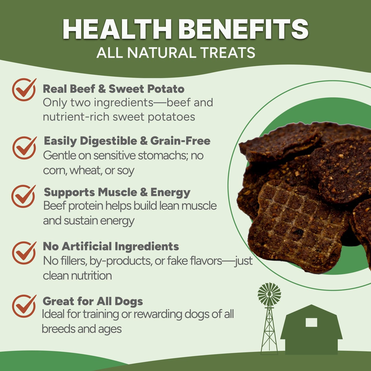 Gaines Family Farmstead Beef & Sweet Potato Fillets for Dogs - 8 oz, All-Natural, Grain-Free, Healthy Dog Treats for All Ages & Breeds, Made in USA