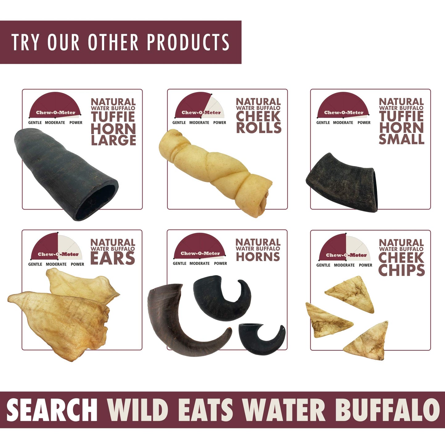 Wild Eats Water Buffalo All Natural Ear Dog Chews, Dog Treats & Snacks - 20 Piece Value Pack (Grain Free Treats - Great Alternative to Pig Ears, Cow Ears, Bones & Rawhides)