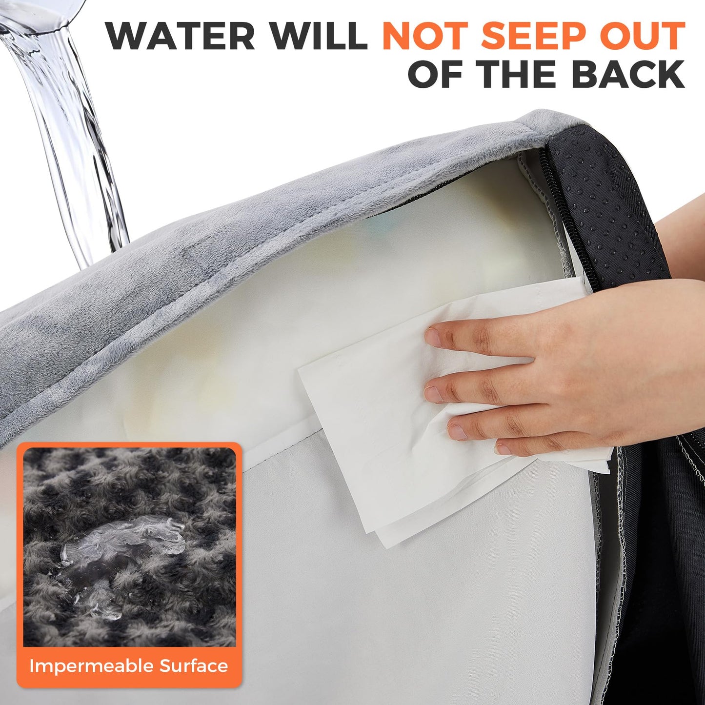 Aeroluxe Dog Bed Large Sized Dogs, XL Orthopedic Dog Bed for Large Dogs, Waterproof Pet Bed with Washable Removable Cover, L-Shaped Pet Couch with Portable Handle 42"x30"x7.5", Grey