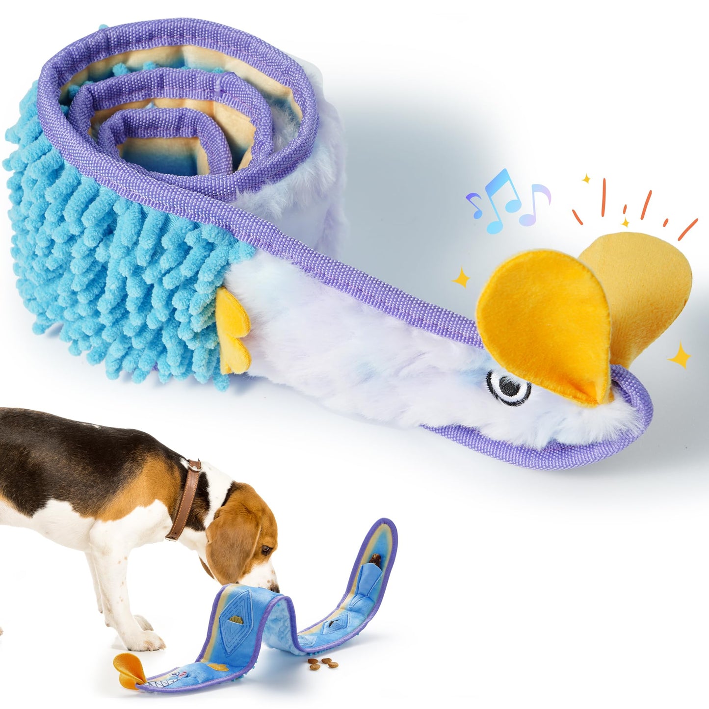 Nocciola EEL Squeaky Dog Toy, Tough No Stuffing Toy for Tug of War, Puppy Interactive Puzzle Fun to Keep Them Busy, Cognitive Crinkle Dog Toy for Large Medium Small Breed, Blue