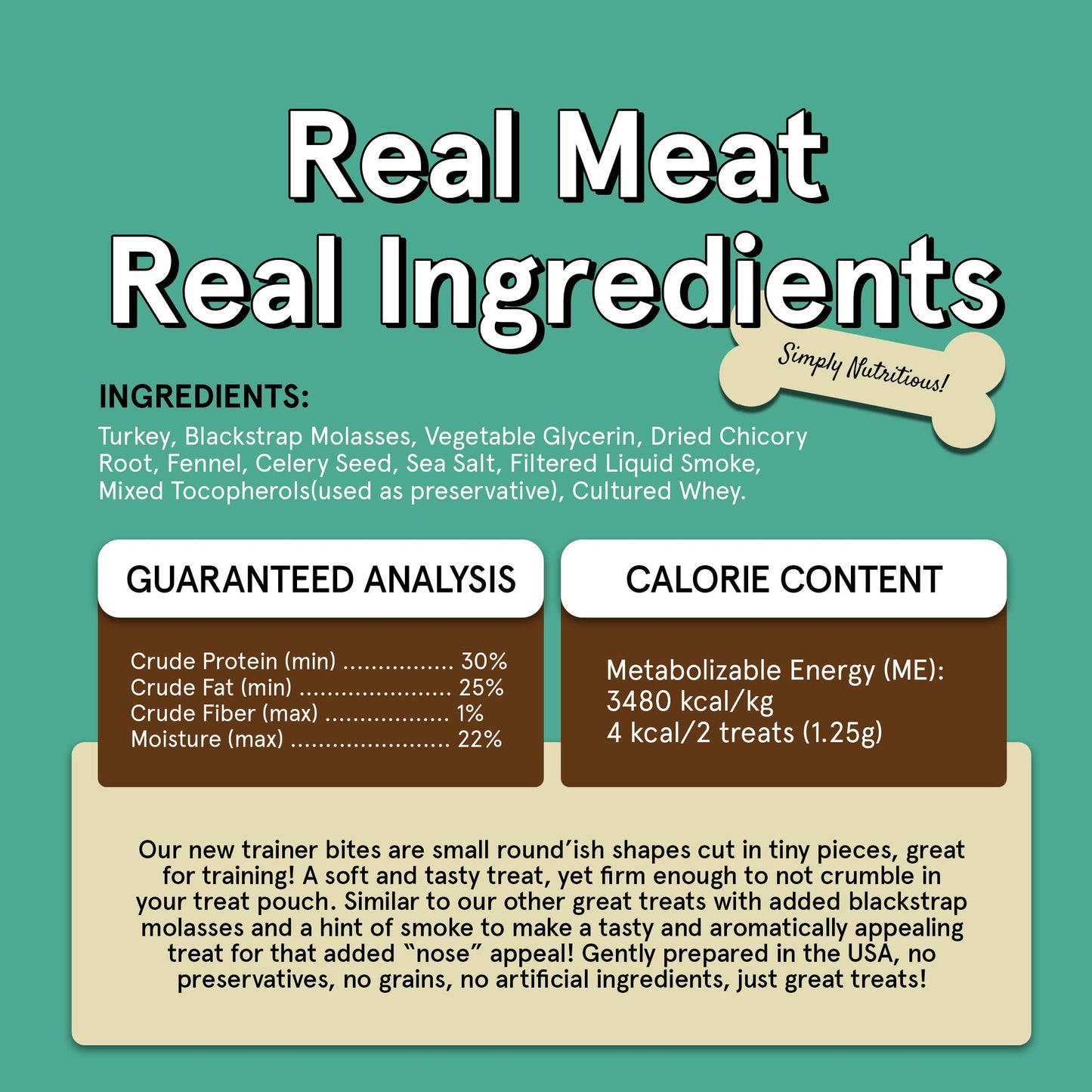 Real Meat Tiny Trainer Bites Dog Treats - 1lb of USA-Made Soft & Chewy Air-Dried Turkey Training Treats for Dogs & Puppies - All-Natural Grain-Free Dog Training Treats With Free-Range Cage-Free Turkey