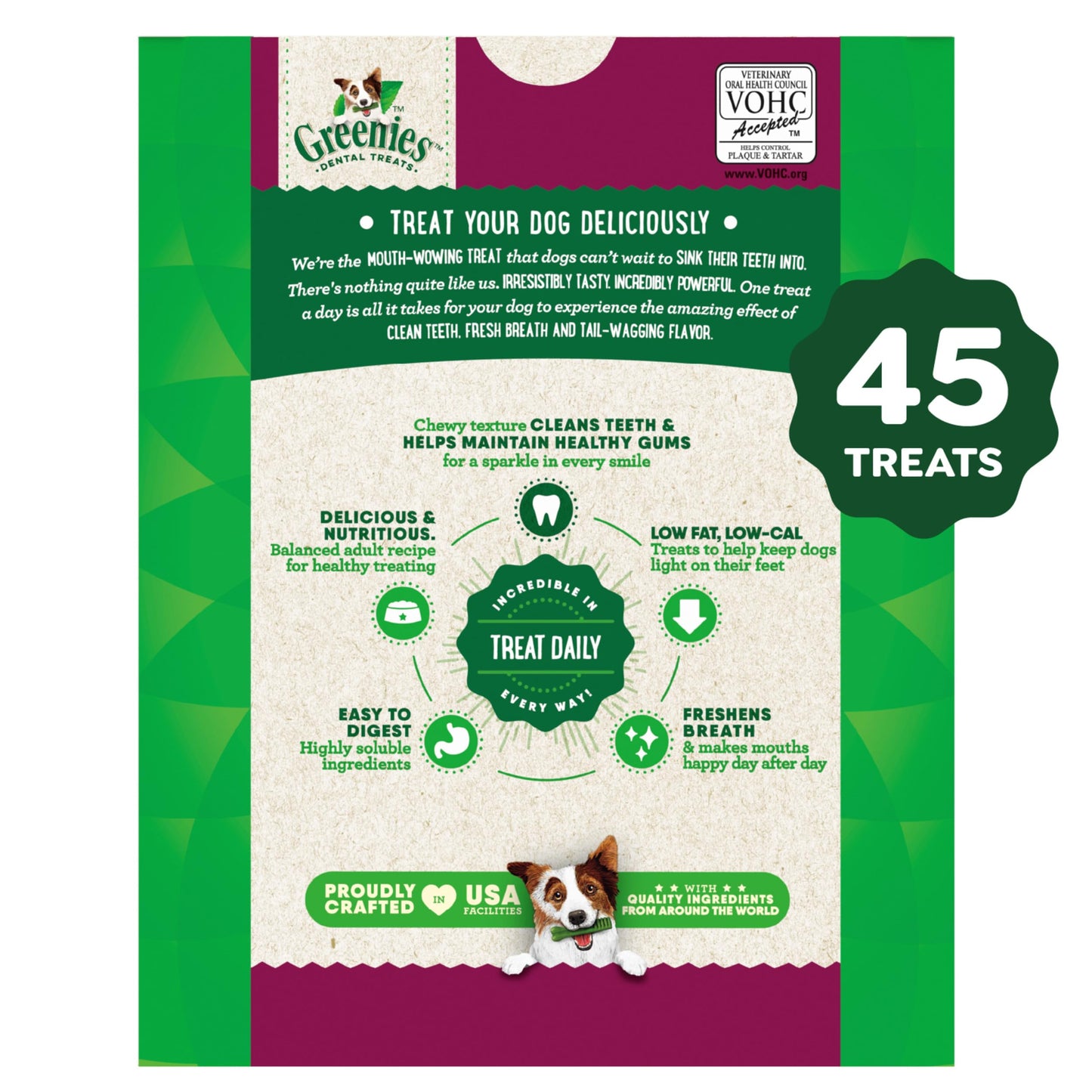 Greenies Weight Management Petite Dog Dental Chews Weight Control Dog Treats, 27 oz. Pack (45 Treats)