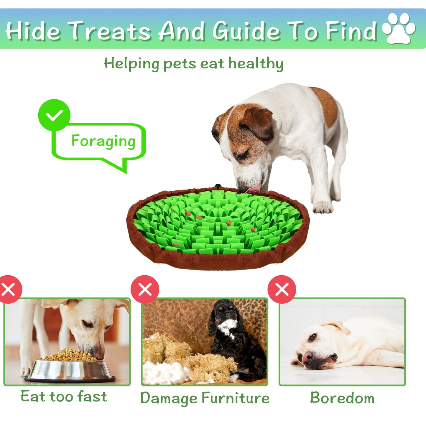 DiDiBirDi 2-Pack Snuffle Mat for Dogs, Adjustable Size Encourages Natural Foraging Skills for Cat and Rabbit or Other Pet