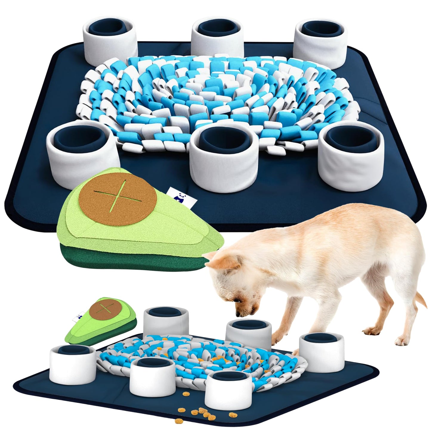 Panda Products - Dog & Cat Snuffle Mat for Mental Stimulation & Slow Feeding, Bite-Resistant Fleece & Nylon, 18.3' x 17.4'