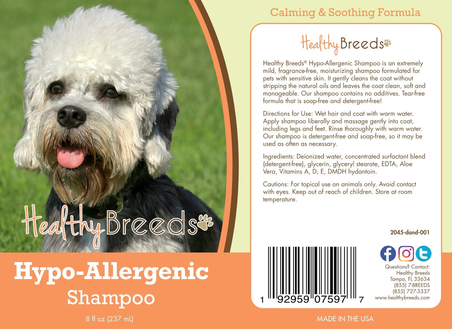 Healthy Breeds Dandie Dinmont Terrier Hypo-Allergenic Shampoo 8 oz