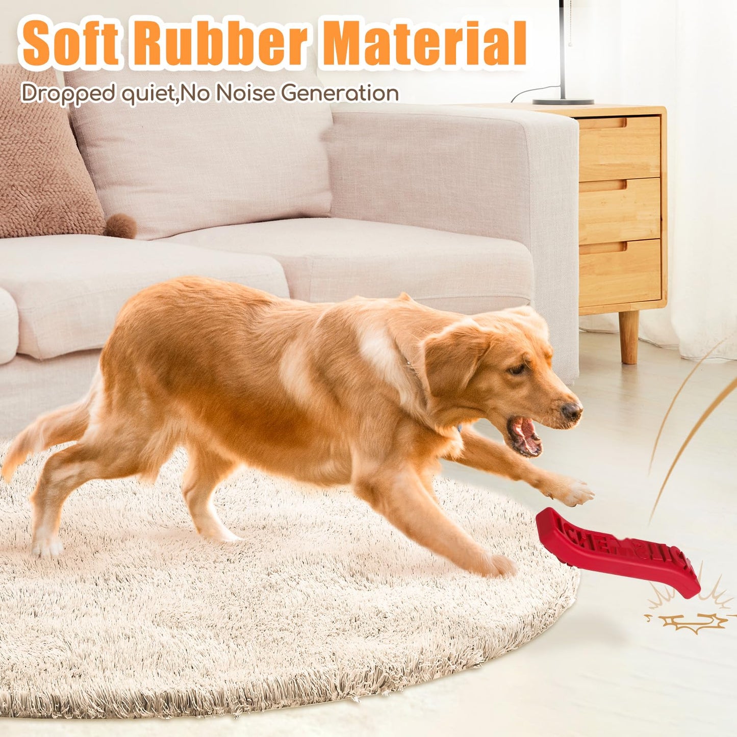 Dog Chew Stick Toy,Interactive Treat Dispensing Puppy Toys,Durable Safe Rubber Teeth Clean Dog Puzzle Slow Feeder for Aggressive Chewers Large Medium Breeds (Yellow+Red)