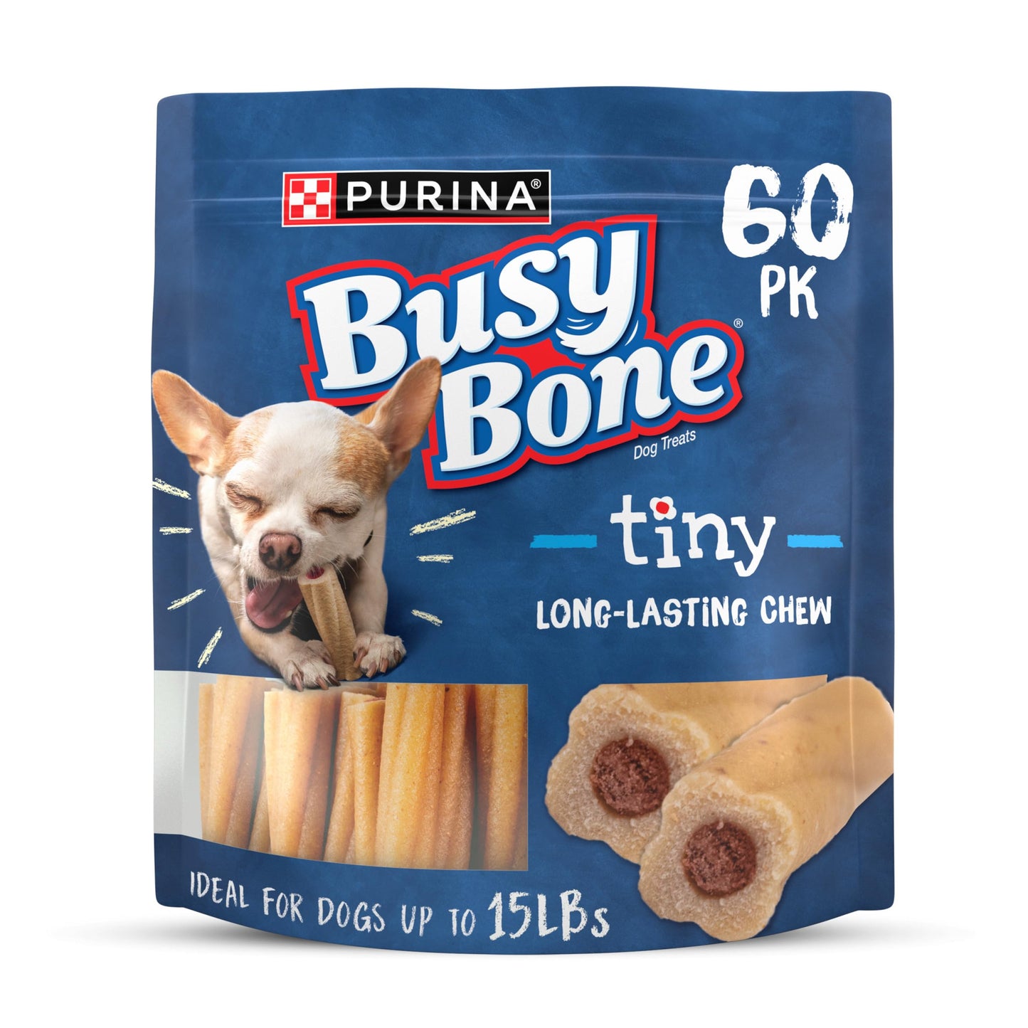 Purina Busy Bone Adult Toy Breed Dog Chew Bone Treats, Tiny - 60 ct. Pouch