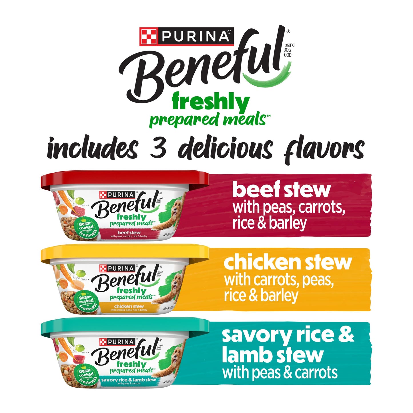 Purina Beneful protein Gravy Wet Dog Food Variety Pack Freshly Prepared Meals Stew - (Pack of 6) 10 oz. Tubs