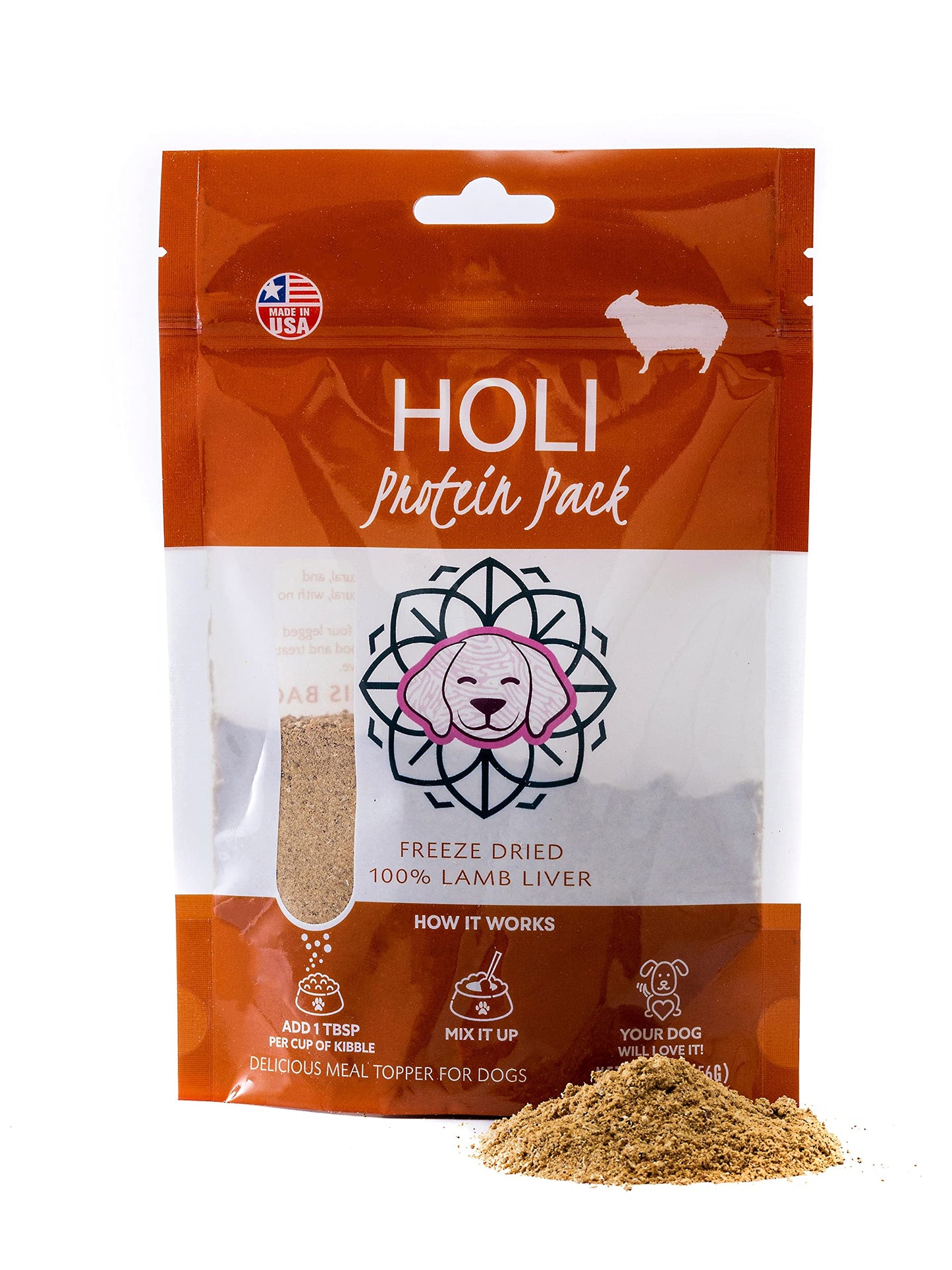HOLI Lamb Liver Dog Food Topper - Single Ingredient, Human-Grade - Freeze Dried Dog Food Toppers and Flavor Enhancer for Picky Dogs – Grain Free – 100% All Natural - 4oz