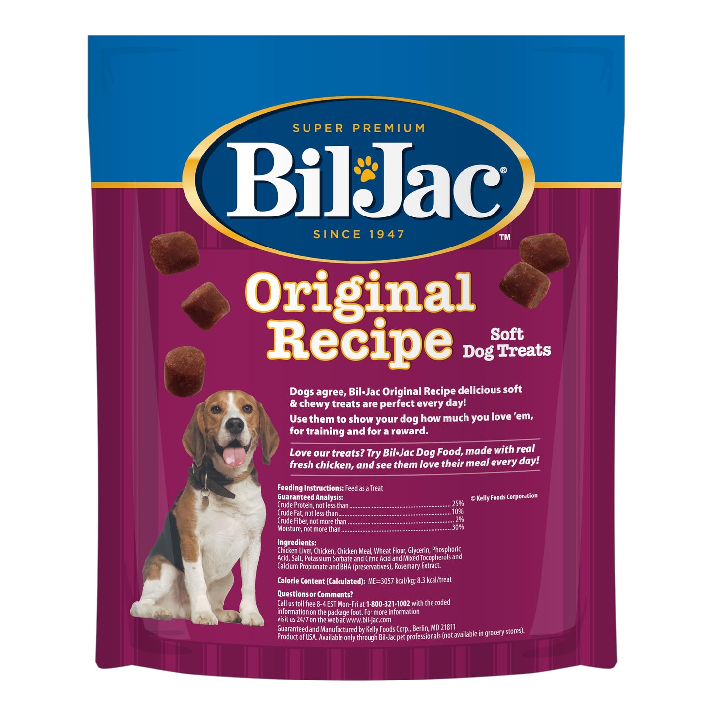 Bil-Jac Original Recipe Soft Training Treats for Dogs, Made with Real Chicken Liver, Resealable Double Zipper Pouch 20oz (2-Pack)