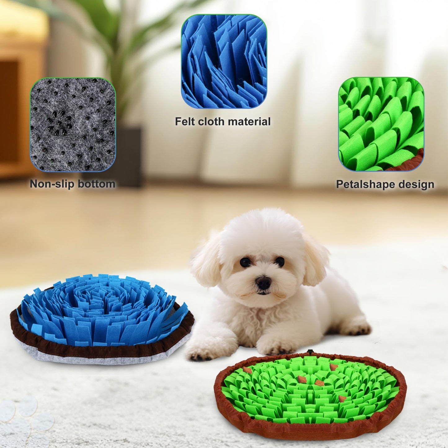 DiDiBirDi 2-Pack Snuffle Mat for Dogs, Adjustable Size Encourages Natural Foraging Skills for Cat and Rabbit or Other Pet