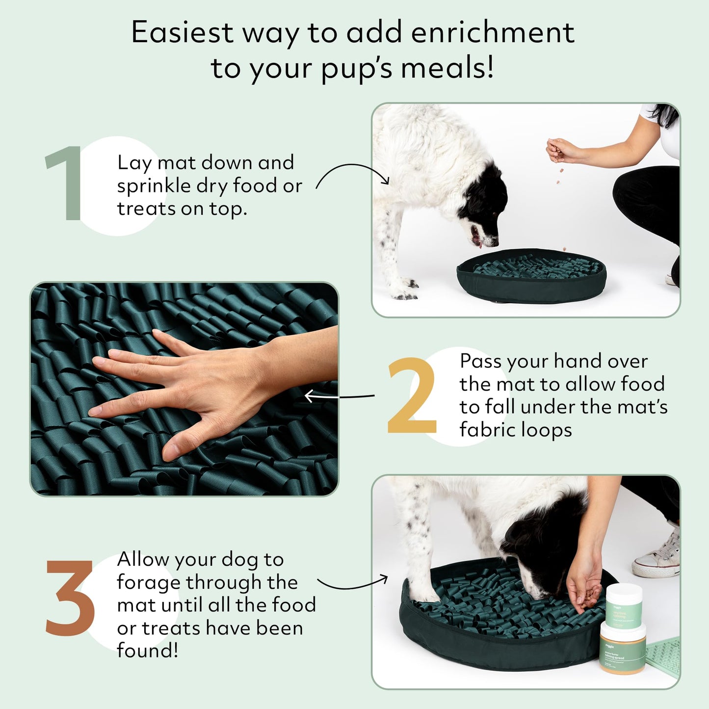 Reggie Stimulating Feeder Mat for Dogs | Slow Feeding Snuffle Mat to Reduce Speed Eating, Stress & Boredom | Dog Enrichment Toy for Mental Stimulation | Vet-Approved, Durable & Washable | Hunter Green