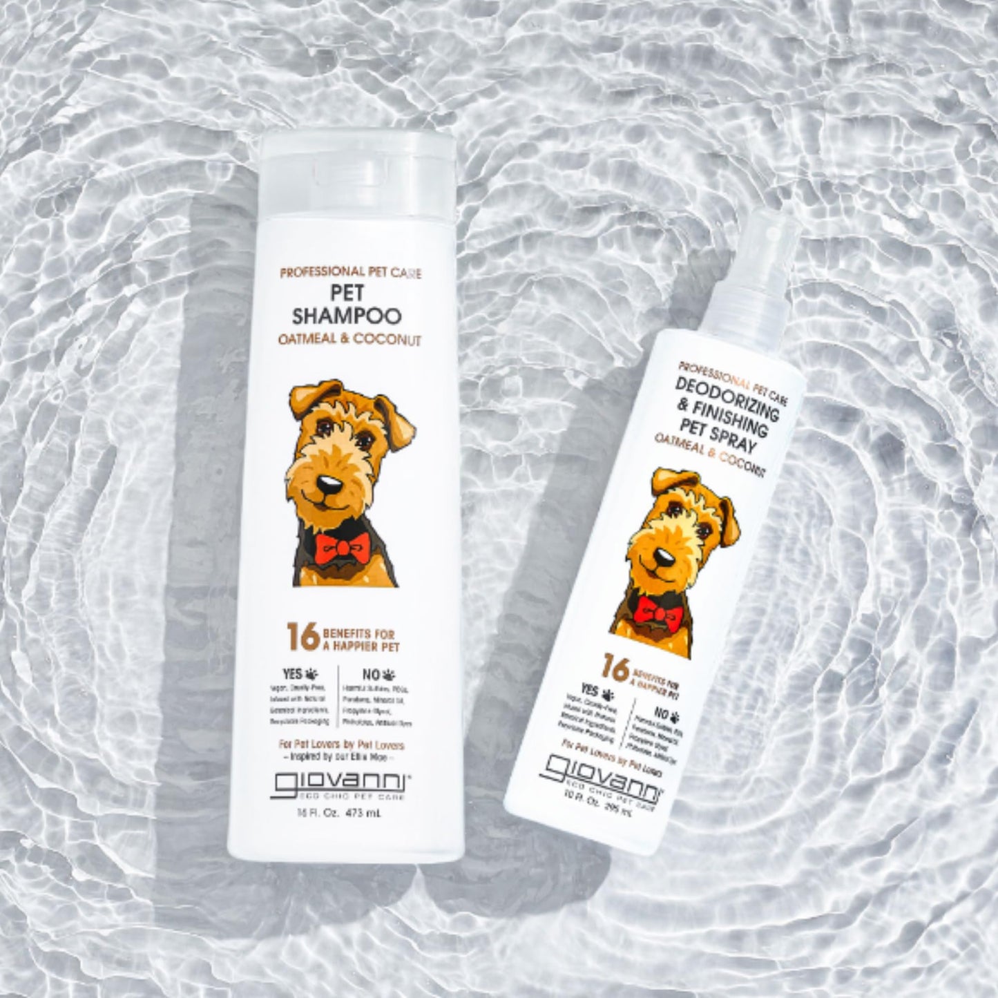 GIOVANNI Professional 2-in-1 Pet Shampoo & Conditioner - for Dogs & Cats, Oatmeal & Coconut, Helps Neutralize Odors, Deeply Cleanses, Silkens, Controls Static - 16 oz