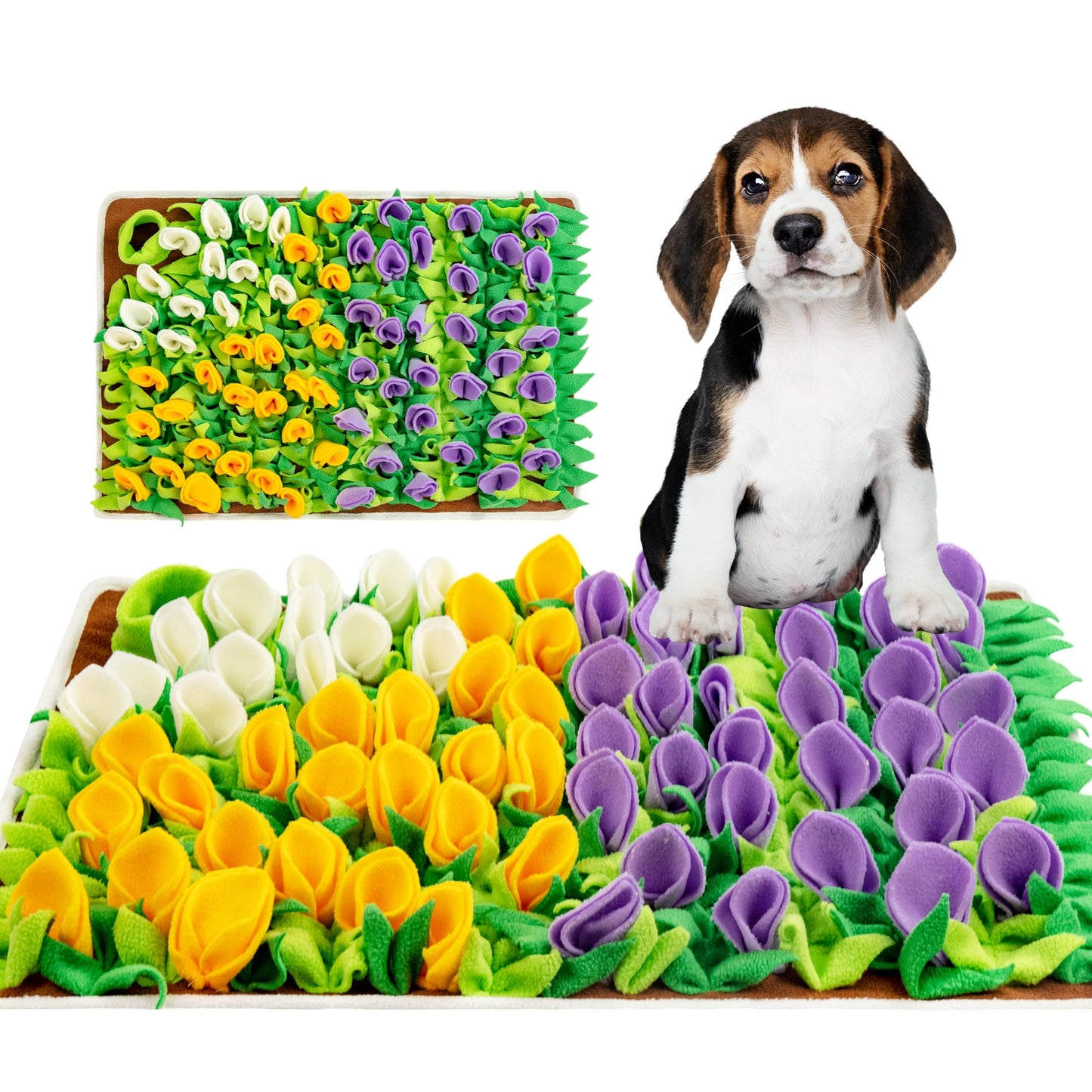 MHTTEC Snuffle Mat for Dogs Tulip Sniffing Mats for Puppy 23.62" x 15.75" Nosework Feeding Mat Polar Fleece Interactive Dog Slow Feeder for Smell Training and Slow Eating 1PC