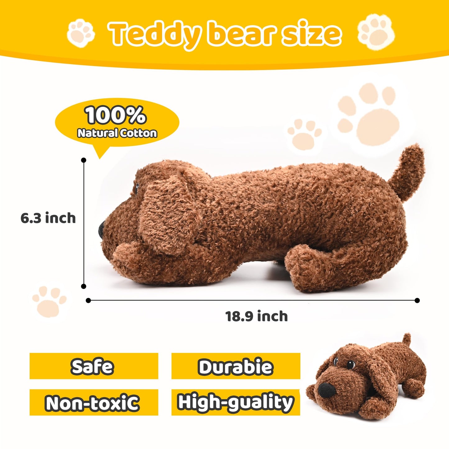 Dog Heartbeat Toy for Puppy Anxiety Relief, Heartbeat Stuffed Animal Heartbeat Plush Toy for Small, Medium, and Large Dogs (Brown)