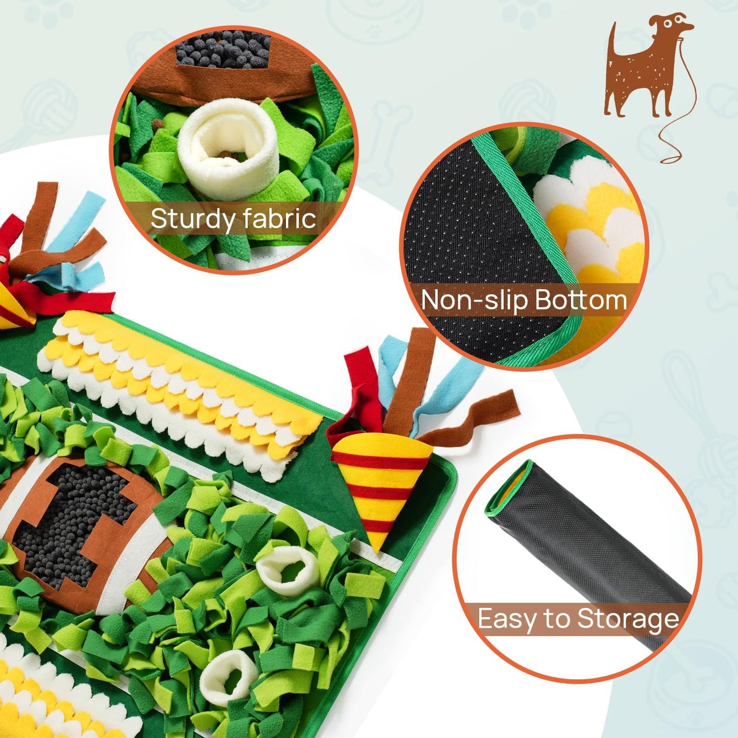 Snuffle Mat for Dogs Large Breed,28'' x 20'' Football-Themed Dog Sniffing Feeding Mat for Boredom&Smell Training and Slow Eating,Interactive Dog Puzzle Toys Encourages Foraging Skills (Medium)