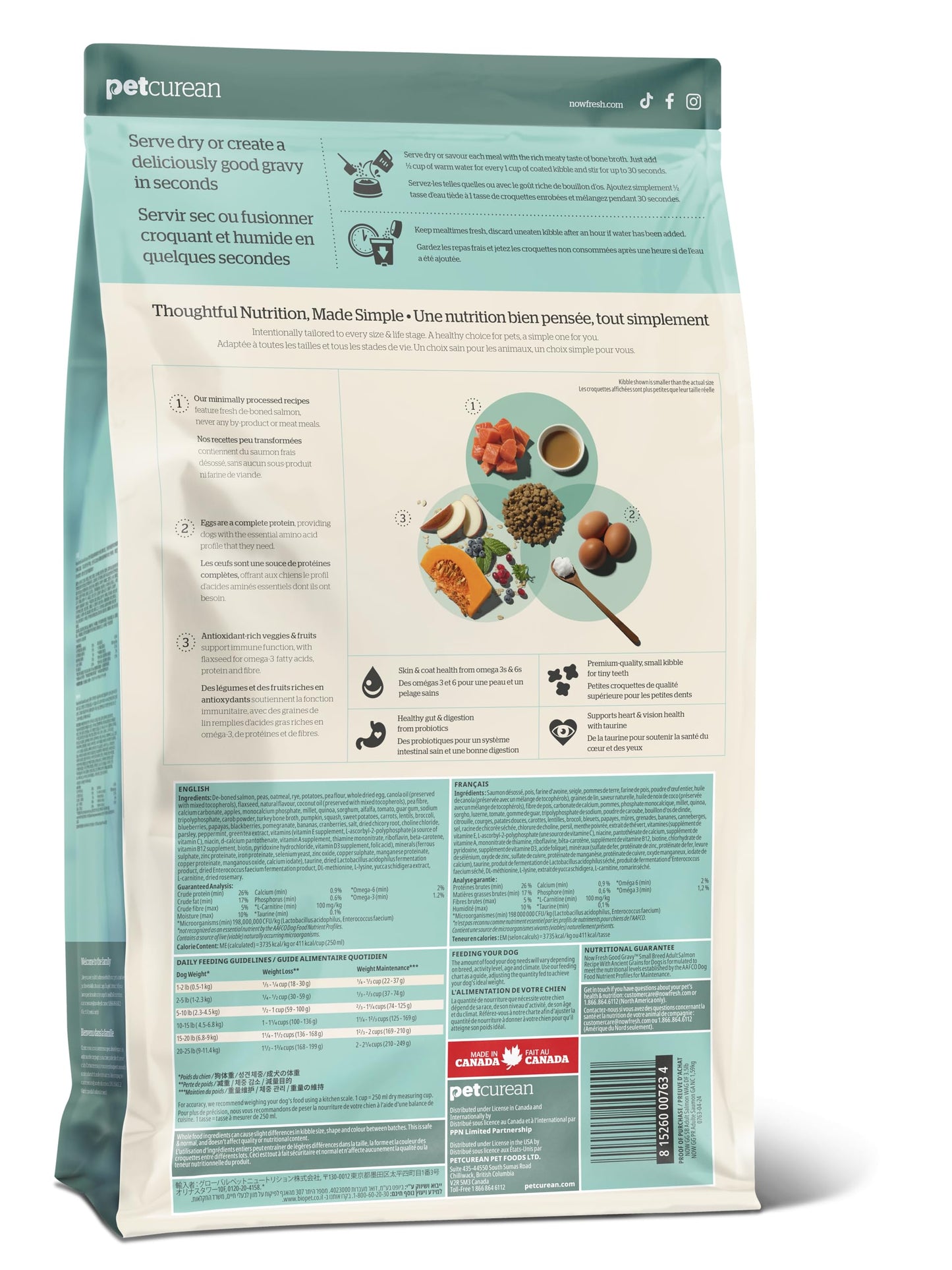 Now Fresh Good Gravy Premium Dry Dog Food with Salmon & Ancient Grains for Small Breeds, Healthy Kibble for Adults Coated in Bone Broth – Just Add Water to Moisten, Chicken-Free, 3.5 lb Bag