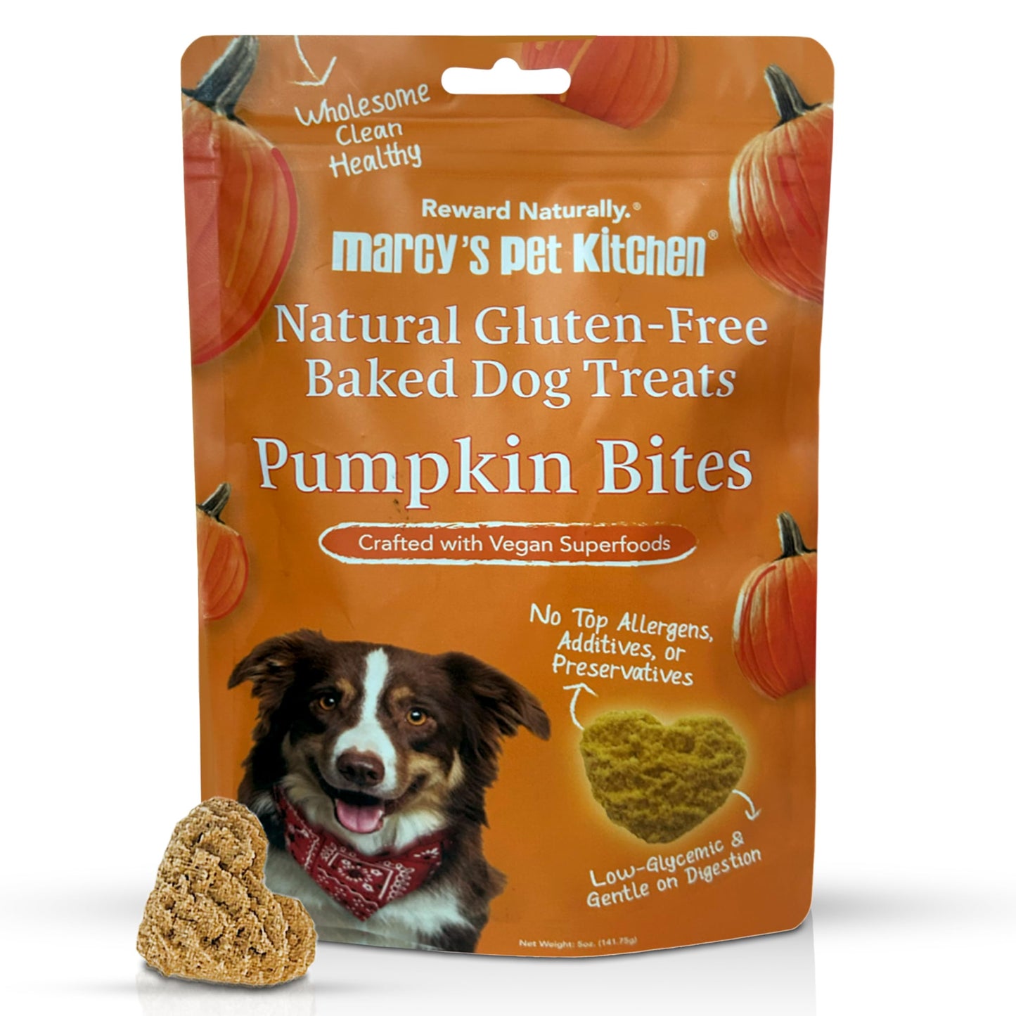 Marcy's Pet Kitchen- Diabetic All Natural, Crunchy, Pumpkin Biscuit Dog Treats - No Preservatives-Crunchy Approved- Vegan, Gluten Free, Human Grade, Made in The USA, Healthy Pumpkin Dog Treats
