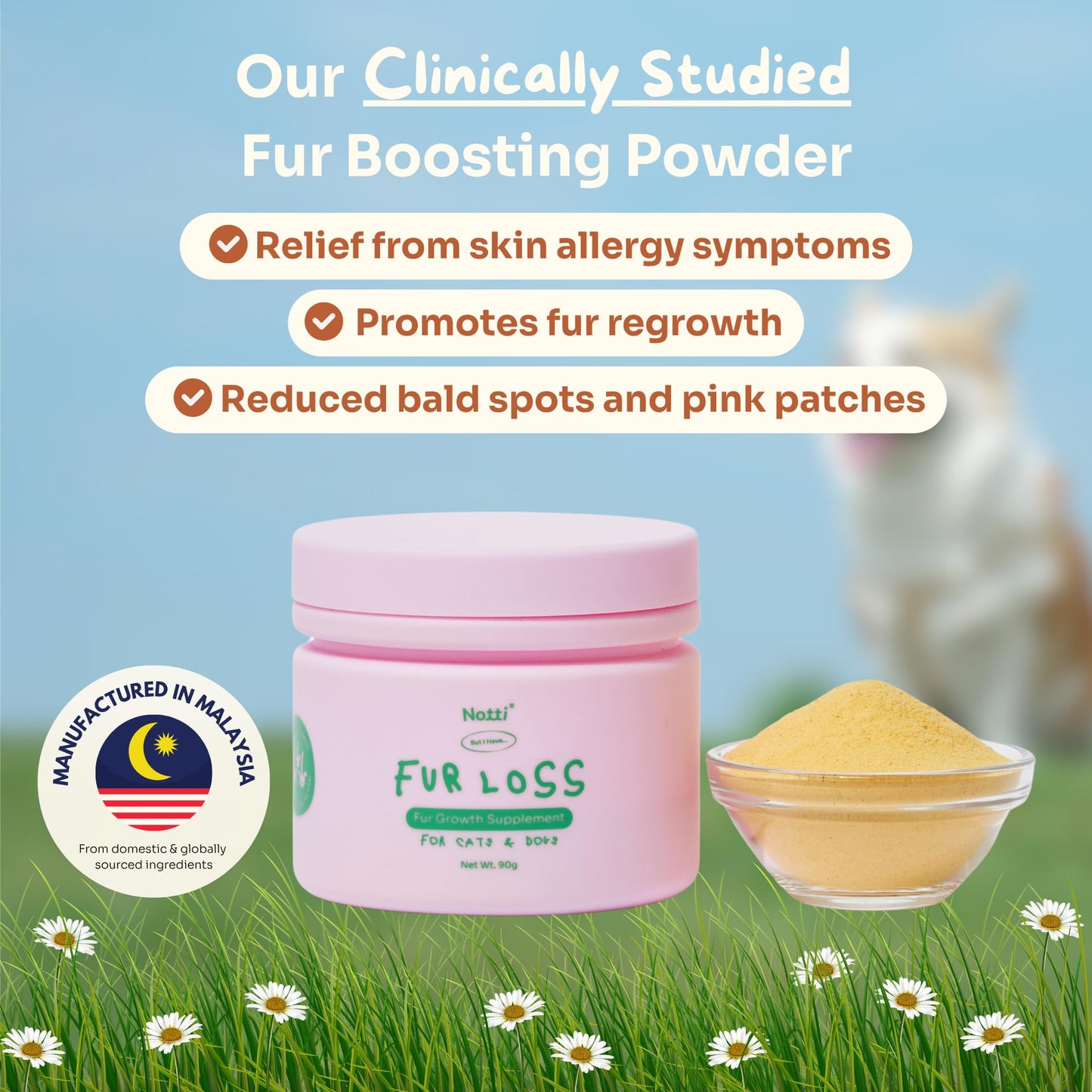 Notti Skin Health Supplement - Supports Fur Regrowth - Itch Relief for Dogs - Healthy Skin & Coat, May Reduce Shedding - Allergy Supplements - Biotin - Antioxidants - Vet Approved - Dogs & Cats